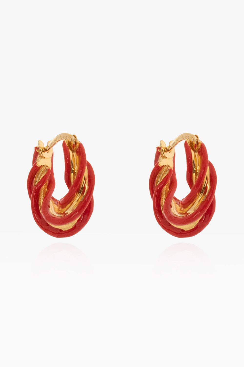 Bottega Veneta BOTTEGA VENETA Pillar twisted red silver hoop earrings q Size ONE SIZE - 5 Thumbnail