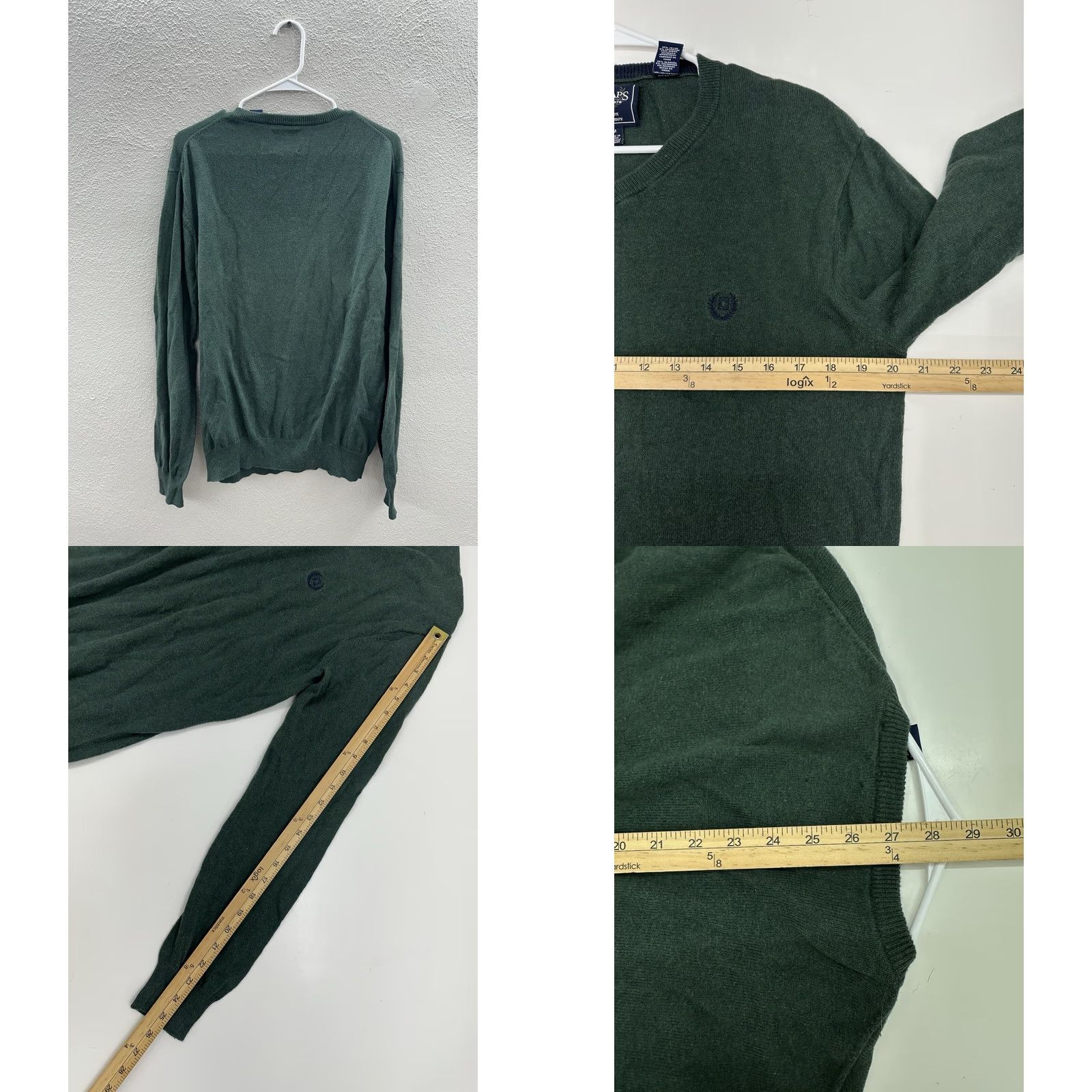 Chaps Chaps Mens Sweater Size Medium Green Long Sleeve V-Neck Cotton Cashmere Pullover Knit Regular Mens Middleweight Casual Knitwear Size US M / EU 48-50 / 2 - 8 Thumbnail