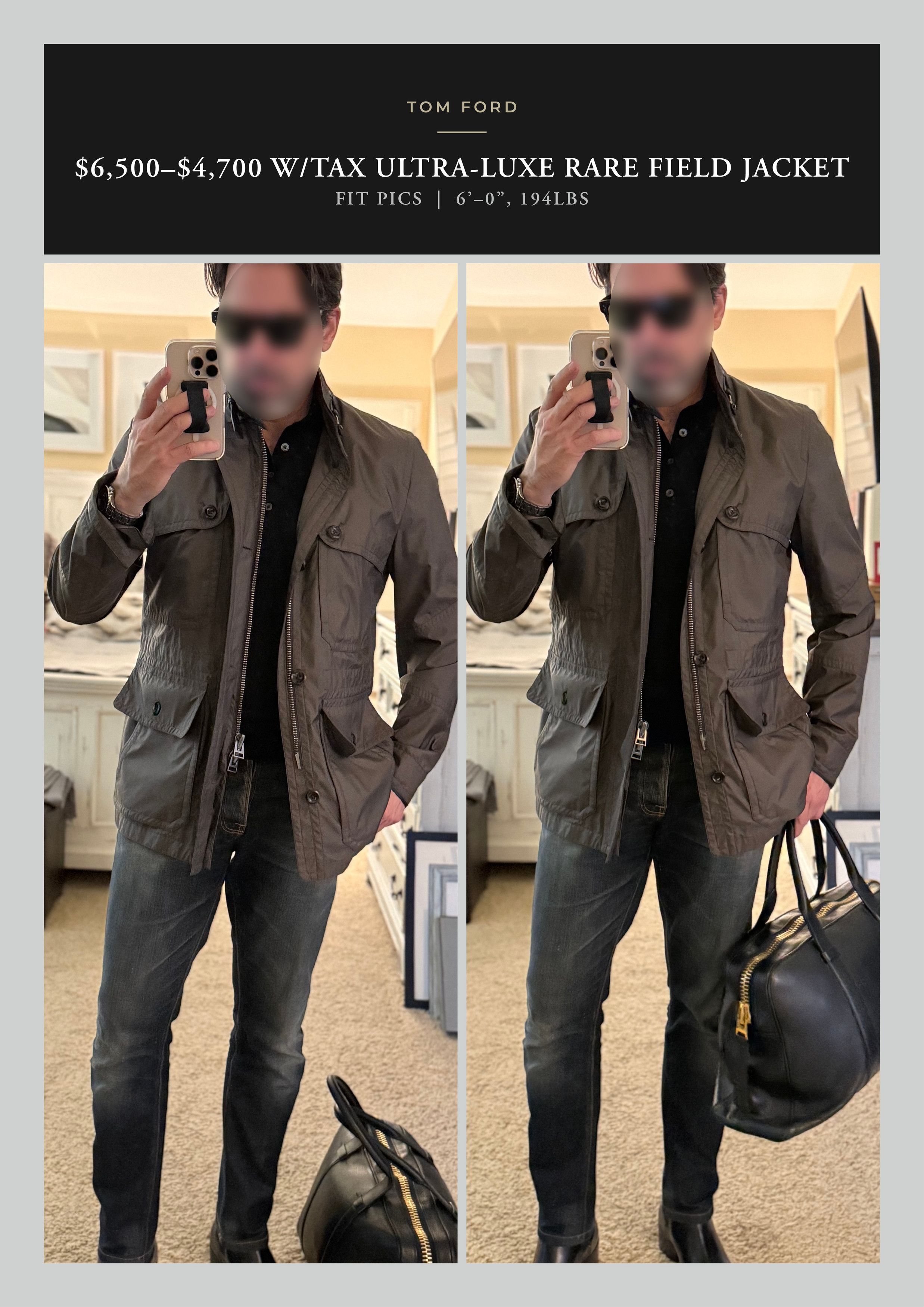 Tom Ford Coveted Extremely Rare $5,000 Field Jacket Leather Accents Size US M / EU 48-50 / 2 - 1 Thumbnail