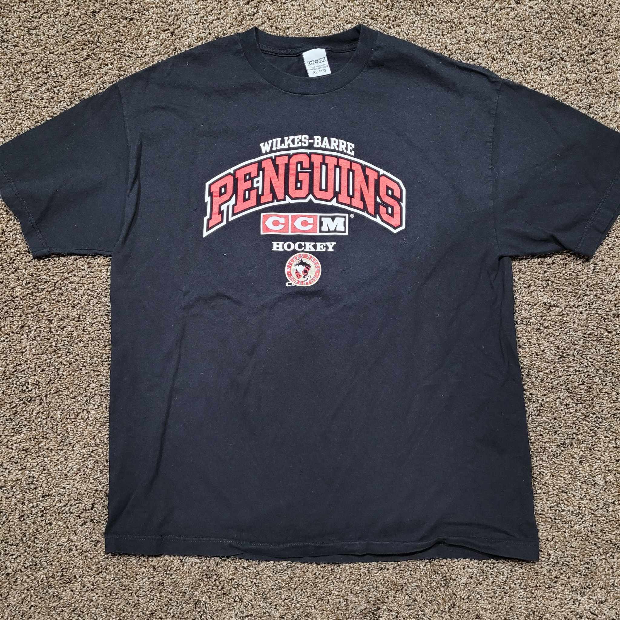 image of Vintage Penguins Wilkes-Barre Ccm Hockey Shirt in Black, Men's (Size XL)