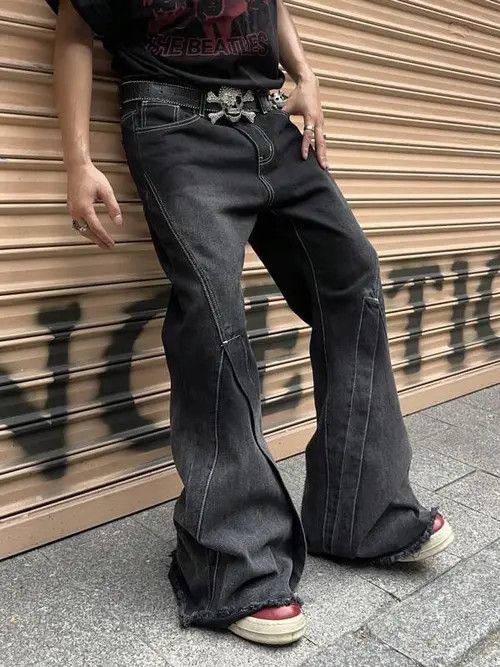 Japanese Brand × Jean Flared Relaxed Wide Leg Jeans Futuristic Size US 32 / EU 48 - 2 Thumbnail