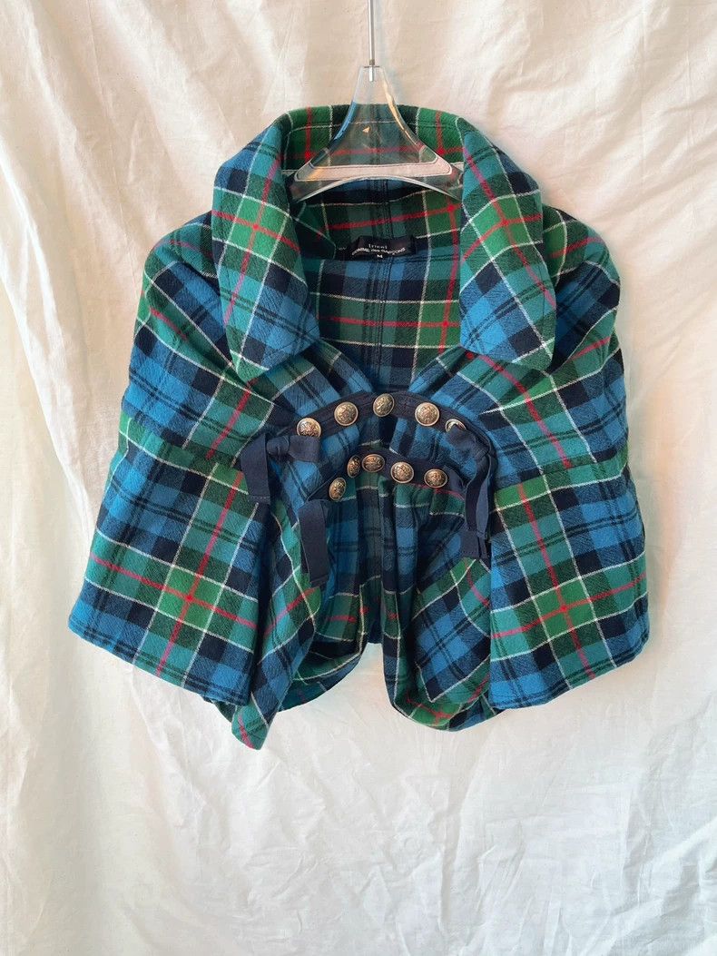 Comme des Garcons Comme des Garcons Blue-green red line plaid short cloak Li Size M / US 6-8 / IT 42-44 - 4 Thumbnail