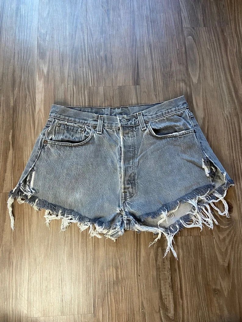 image of Levis x Levis Vintage Clothing Vintage 501 Faded Black Levi's Cut Off Denim Jeans Shorts in Black D