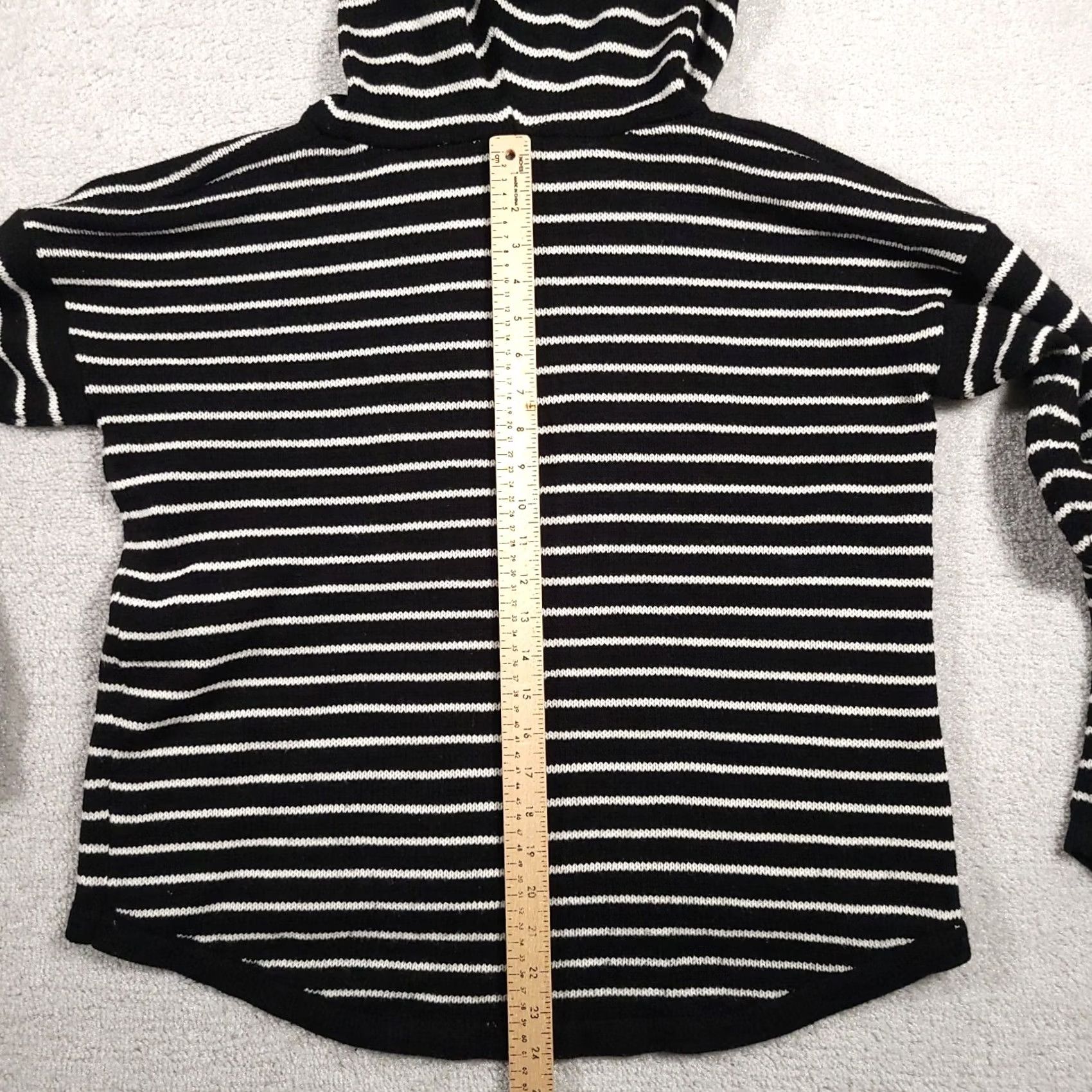 Vintage Poof Apparel Hooded Long Sleeve Knit Sweater Women’s Large Black White Stripe Pullover Knit Regular Size L Size L / US 10 / IT 46 - 7 Thumbnail