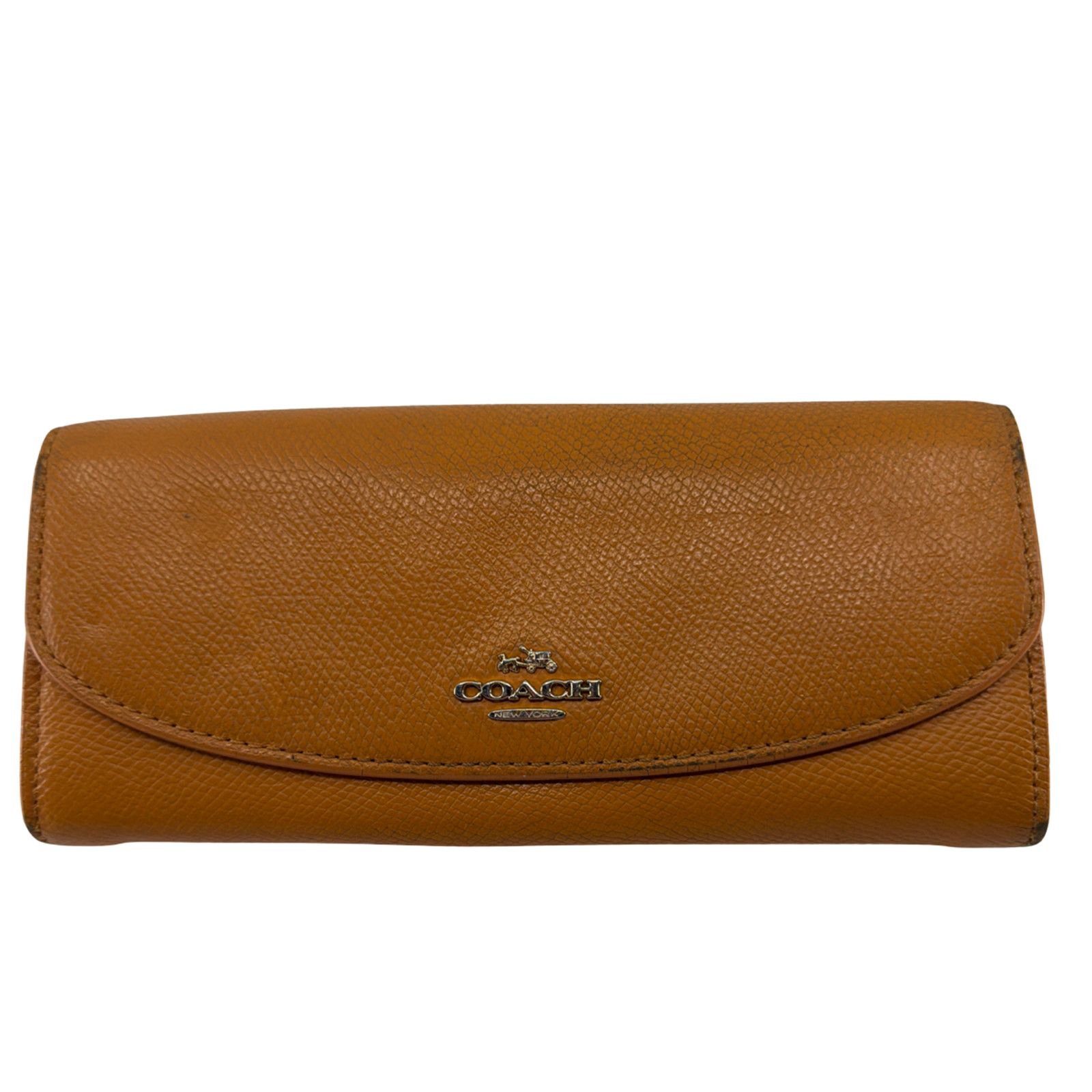 Coach Coach Tan Pebbled Leather Signature Canvas Flap Wallet Size ONE SIZE - 1 Thumbnail