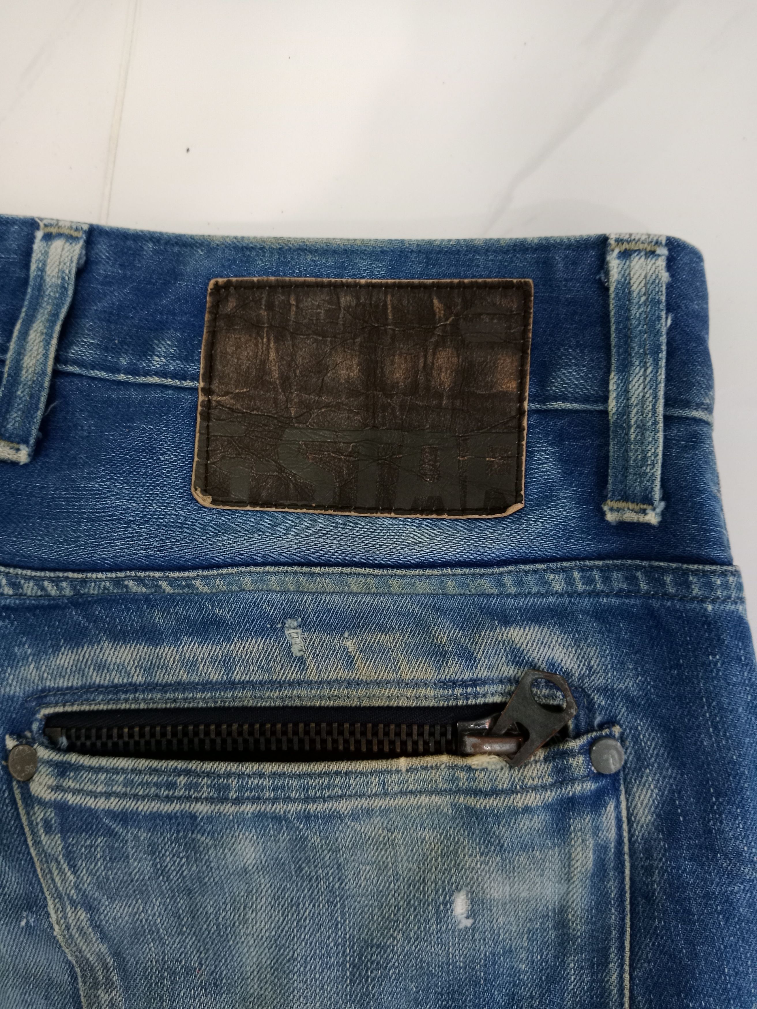 G-Star G STAR RAW Distressed Jeans Blue Denim Size US 33 - 11 Thumbnail