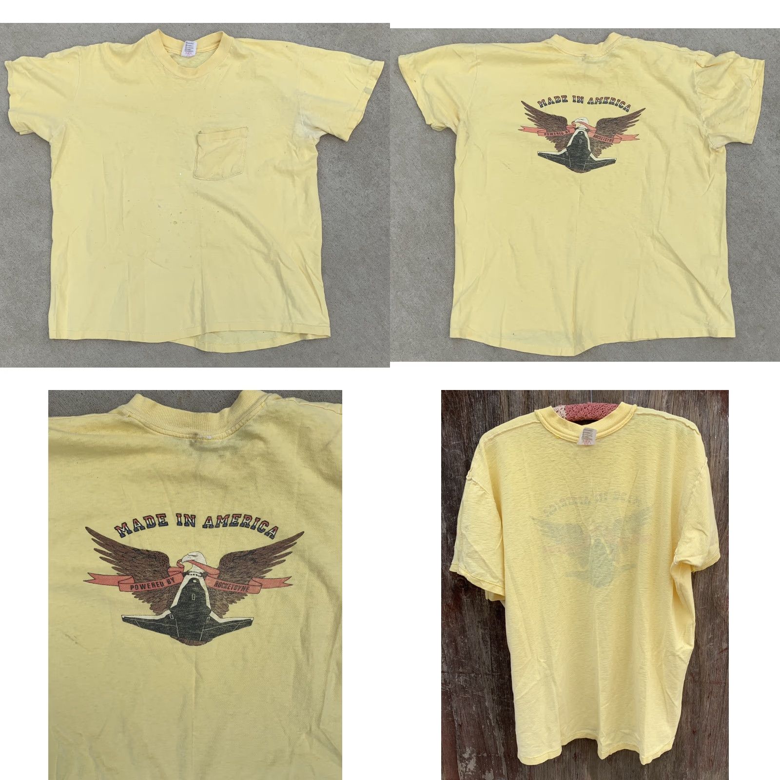 Vintage VINTAGE Stedman Graphic T-Shirt Pocket Tee USA Charles Rocketdyne Yellow XL Mens Size US XL / EU 56 / 4 - 9 Thumbnail