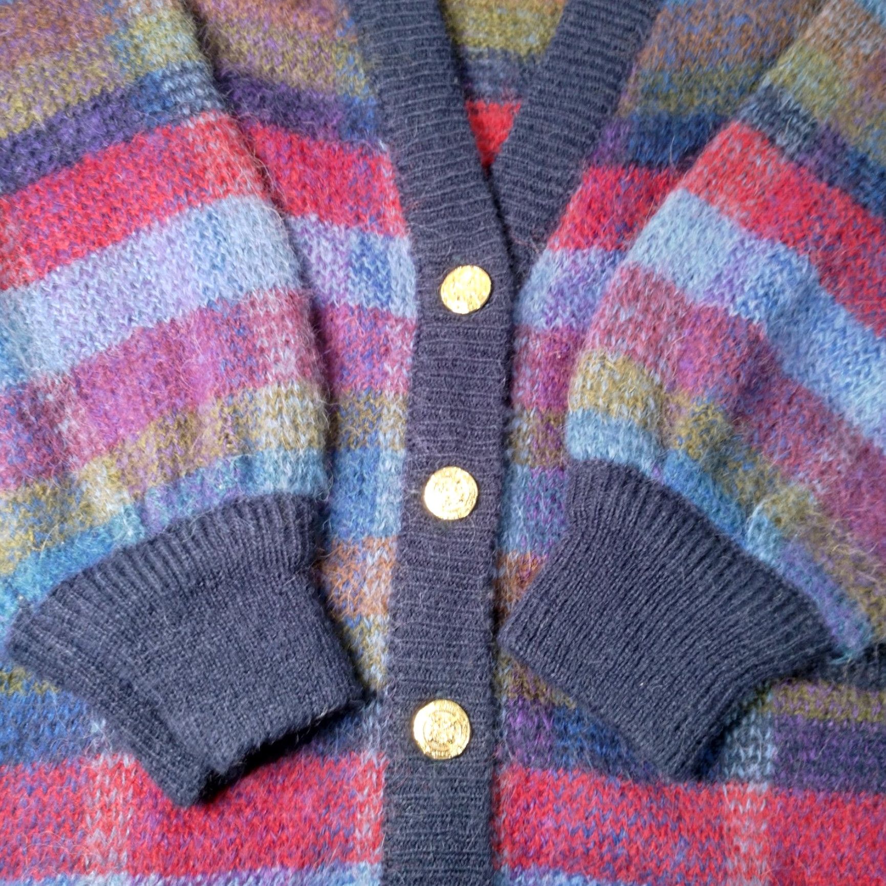 Vintage VINTAGE Colter Bay International Women's Cardigan Sweater M Long Sleeve Knit Striped Mohair Blend Fall Winter Casual Size M / US 6-8 / IT 42-44 - 7 Thumbnail