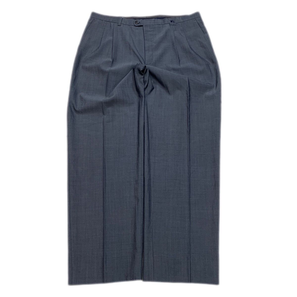 Burberry Y2k 90s Vintage Blue shimmer Burberry wool Chino trousers Size US 35 - 1 Thumbnail