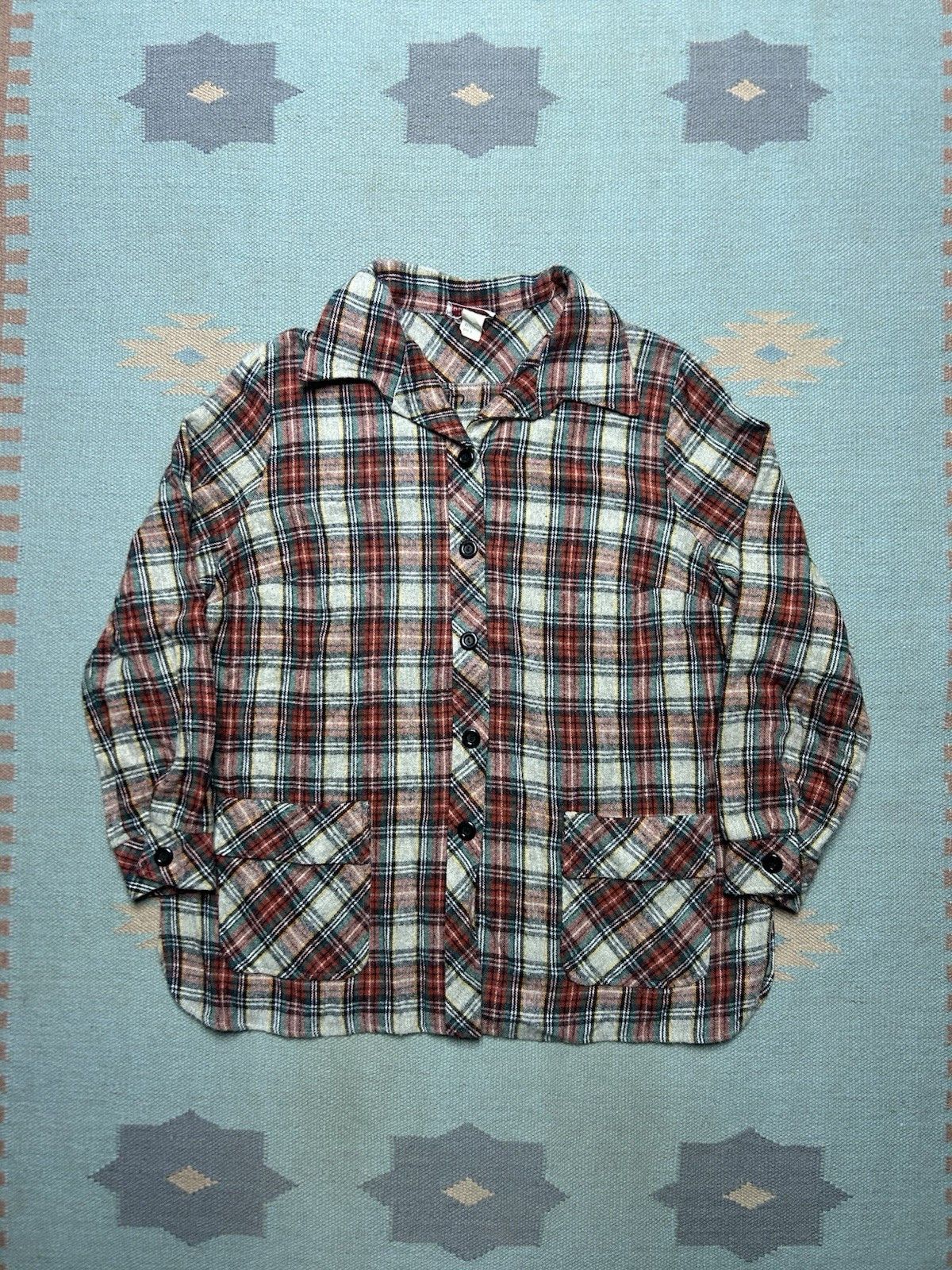 Vintage VTG 70s 49er shirt jacket shacket 2 pocket chore plaid large Size US L / EU 52-54 / 3 - 1 Thumbnail