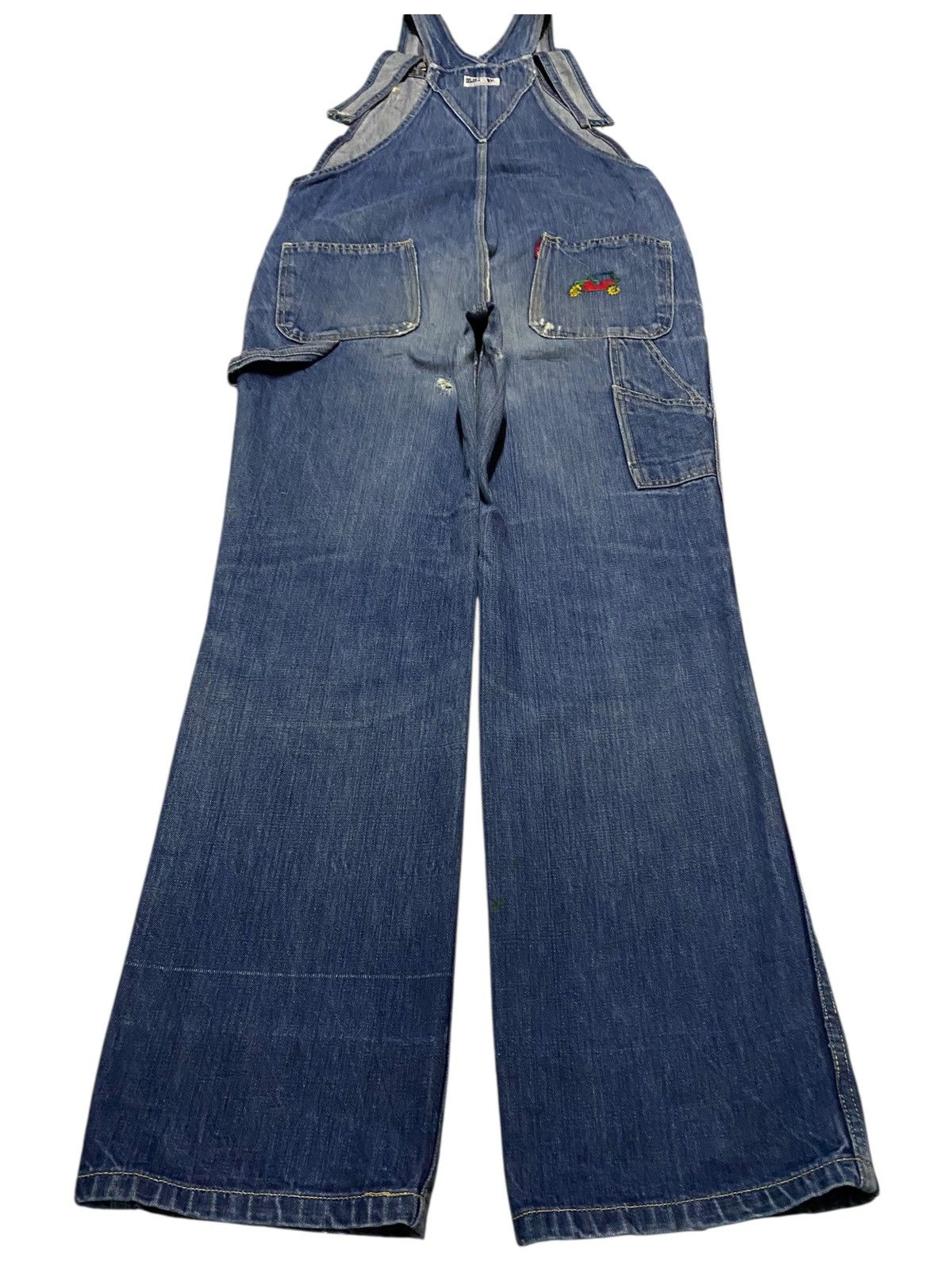 Blue Blue Japan Blue Way Distressed Baggy Overall Size US 33 - 2 Thumbnail