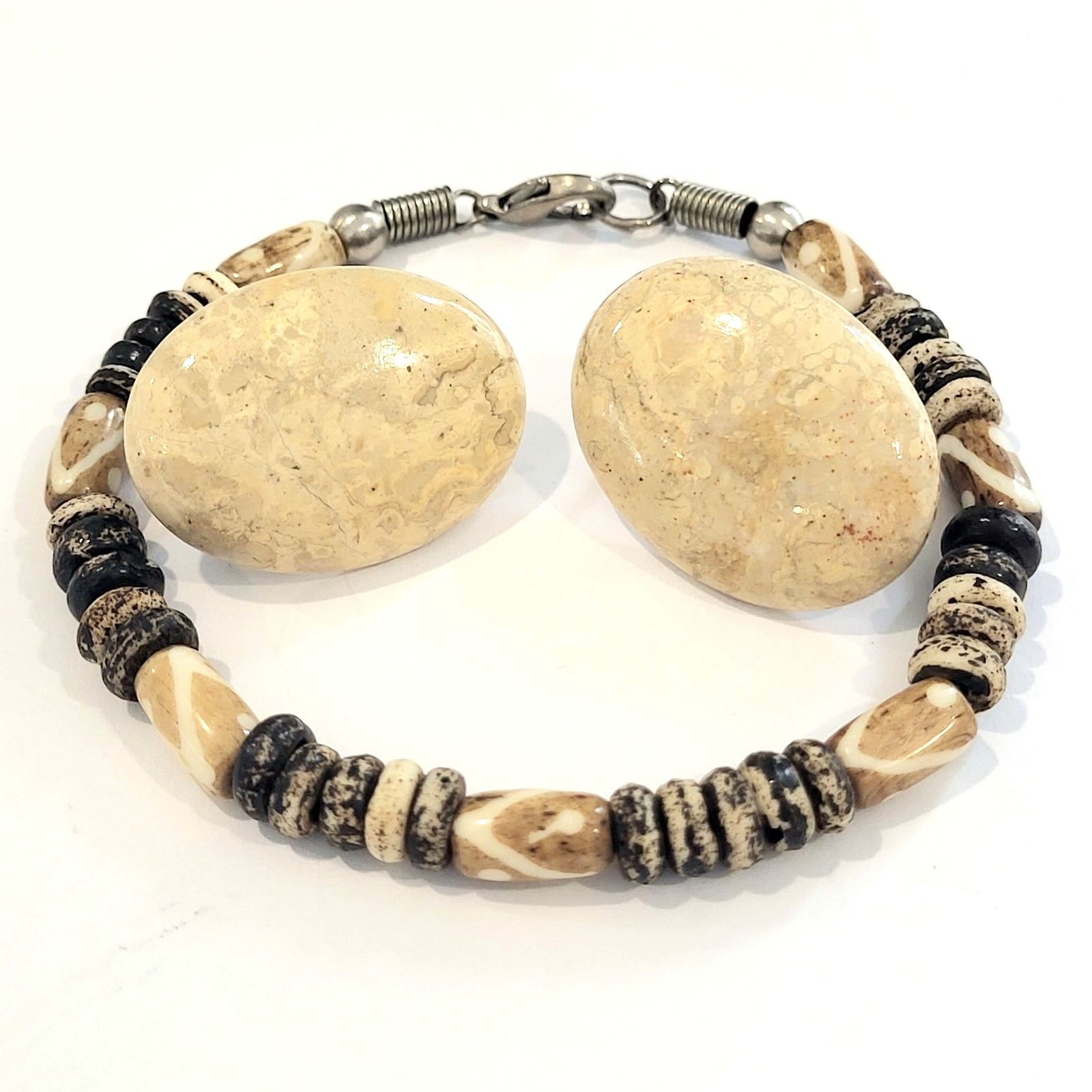 & Other Stories Natural Jasper Agate & Bone Jewelry Set Boho Chic Statement Size ONE SIZE - 1 Thumbnail