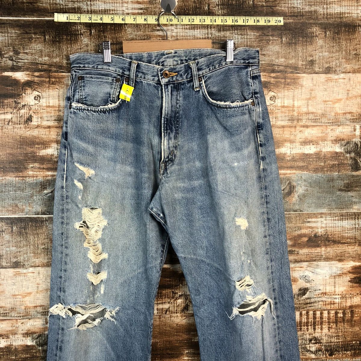 Edwin DLL Edwin Blue selvedge Distressed ripped Denim Pants #C250 Size US 34 / EU 50 - 4 Thumbnail
