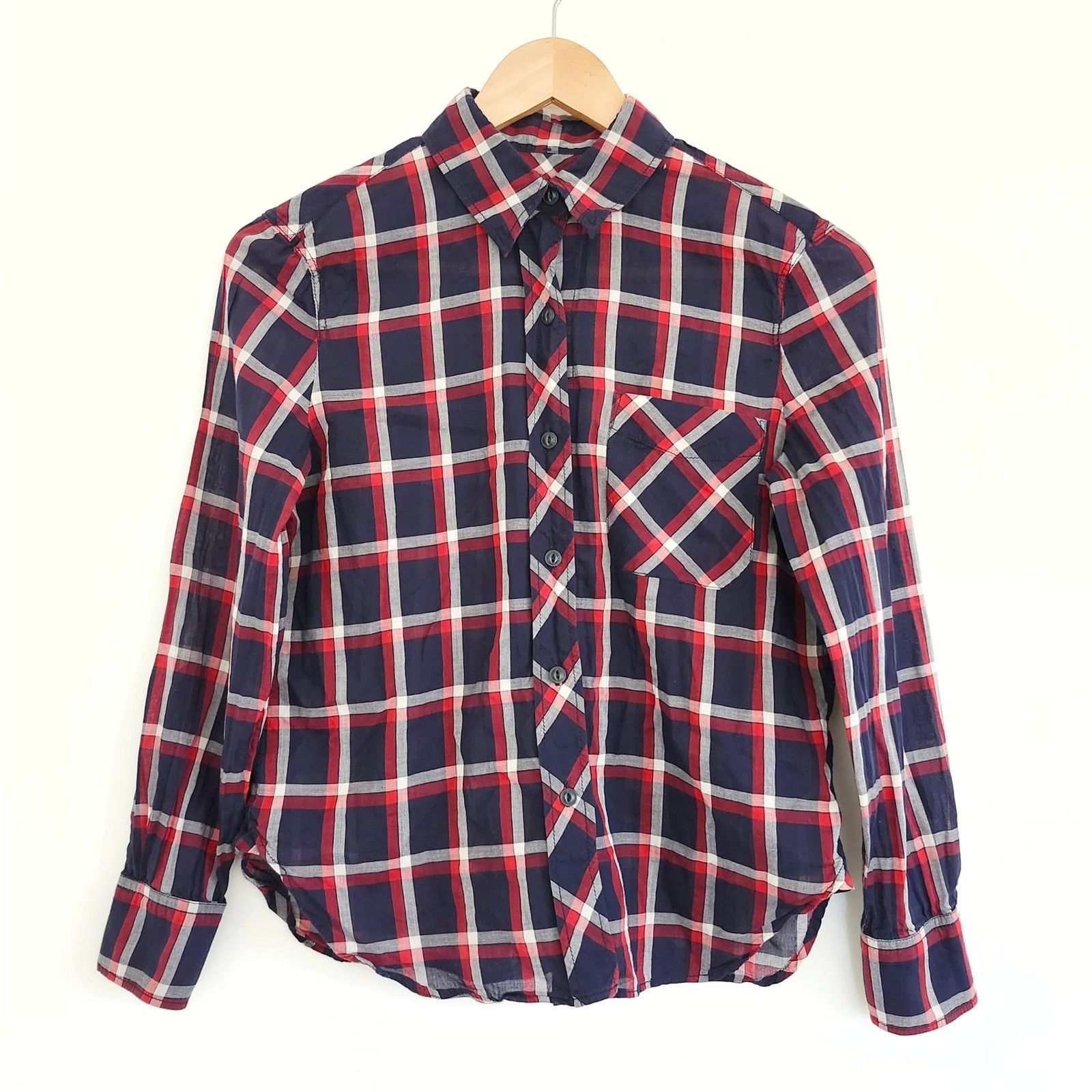 Rag & Bone Rag & Bone Robbie Plaid Cotton Long Sleeve Blouse Sz XXS Size XXS / US 00 / IT 34 - 1 Thumbnail