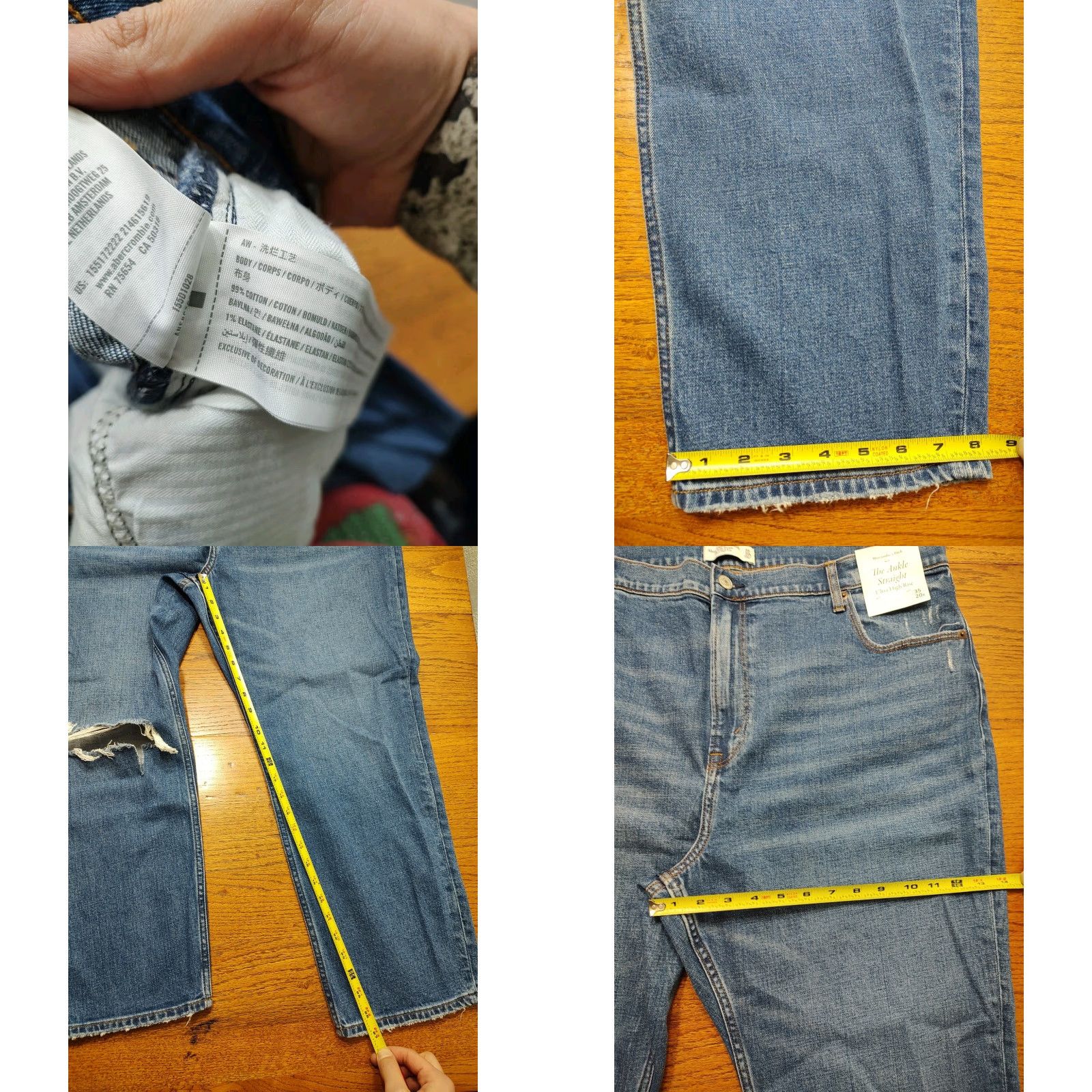 Abercrombie & Fitch VINTAGE Abercrombie & Fitch Ankle Jeans Distressed 90s City Womens Plus 20 Blue 27 Inseam 13 Rise 5-Pocket Denim Cotton Blend Zip Closure Size ONE SIZE - 8 Thumbnail