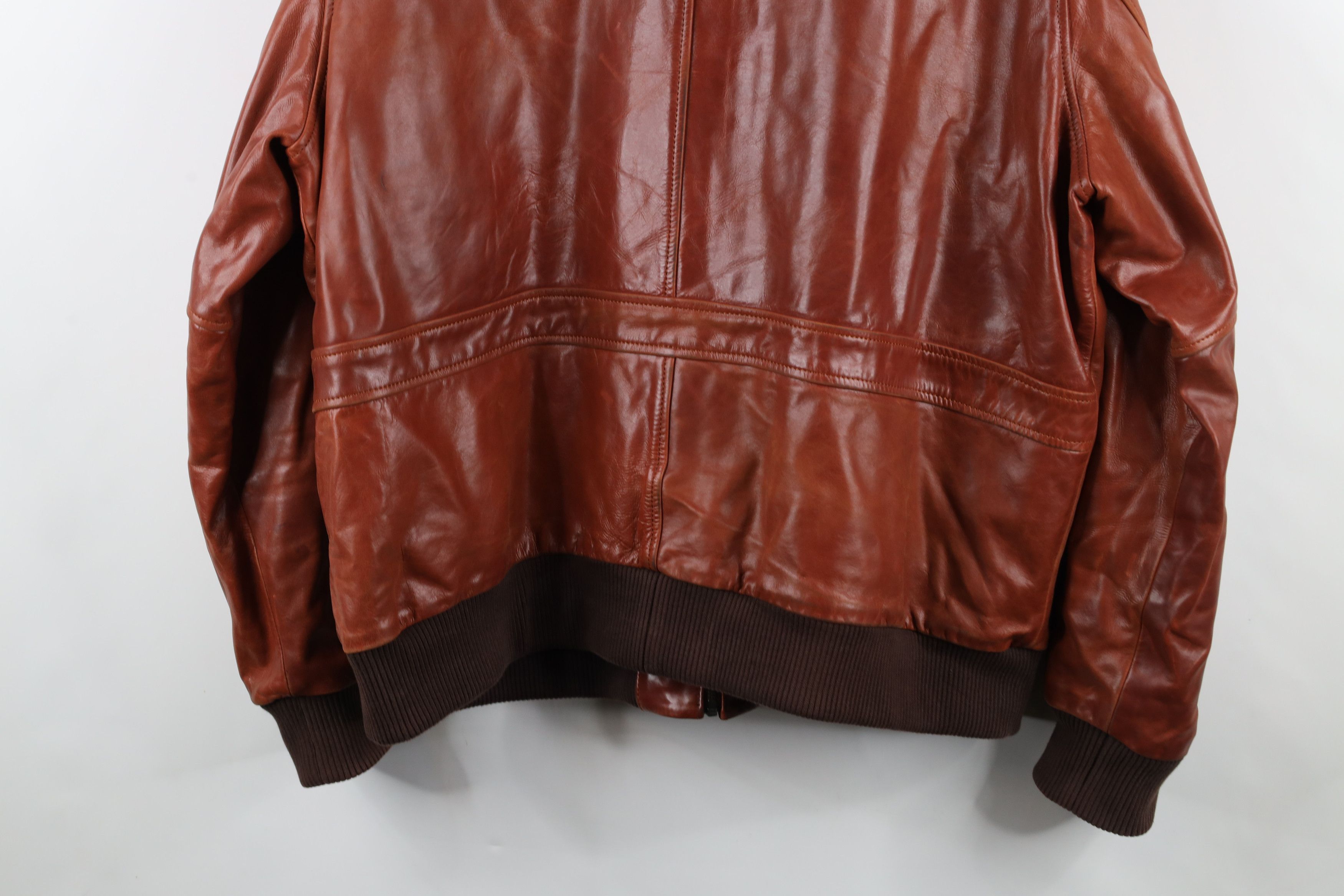 Vintage Inland Leather Streetwear Flight Bomber Jacket Brown Size US XXL / EU 58 / 5 - 16 Thumbnail
