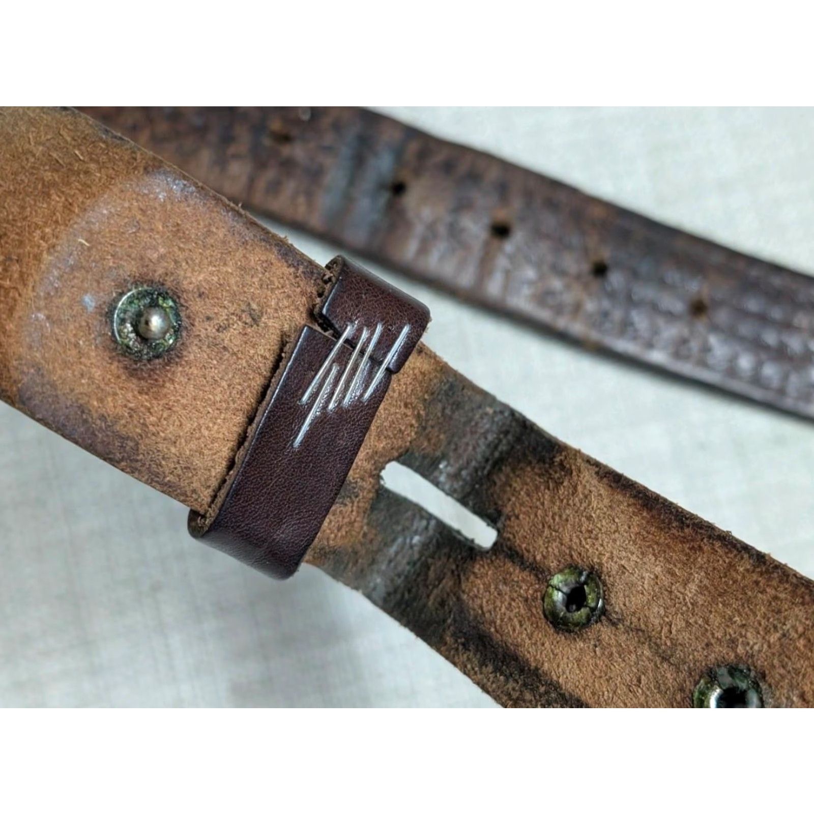 Vintage VINTAGE Handcrafted Western Belt Buckle Belt 42 Brown COWBOY basketweave Men XS? Size 42 - 5 Thumbnail
