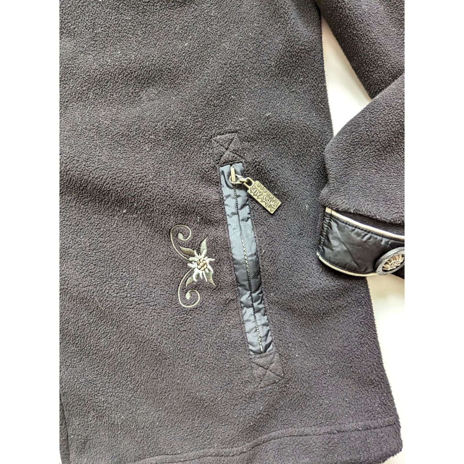 Vintage Fantasy Swiss Alp Fleece Zip Jacket Women L Black Size L / US 10 / IT 46 - 6 Thumbnail