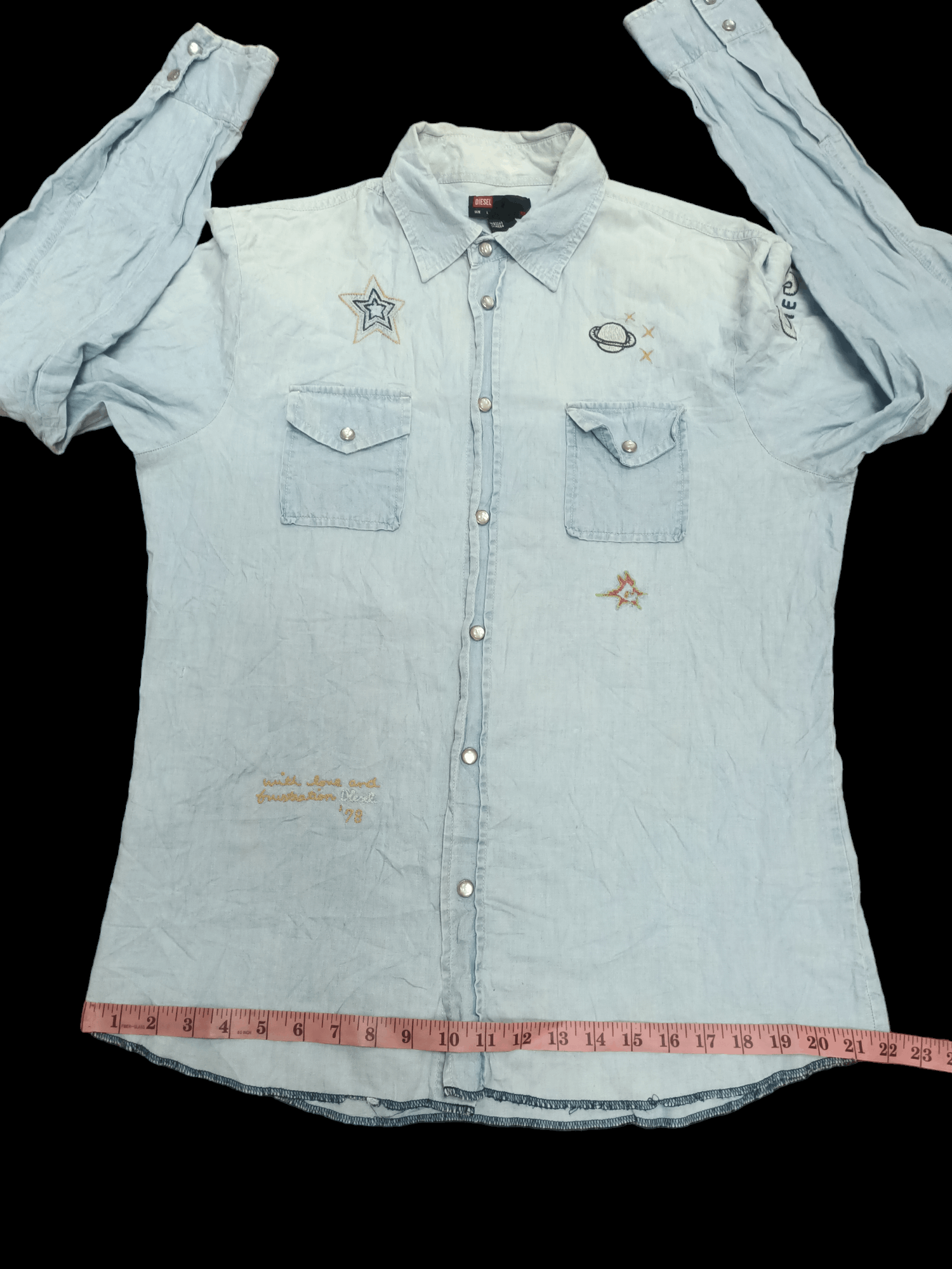 Designer × Diesel × Vintage DEISEL CHAMBRAY x BUTTON UP x VINTAGE Size US L / EU 52-54 / 3 - 9 Thumbnail