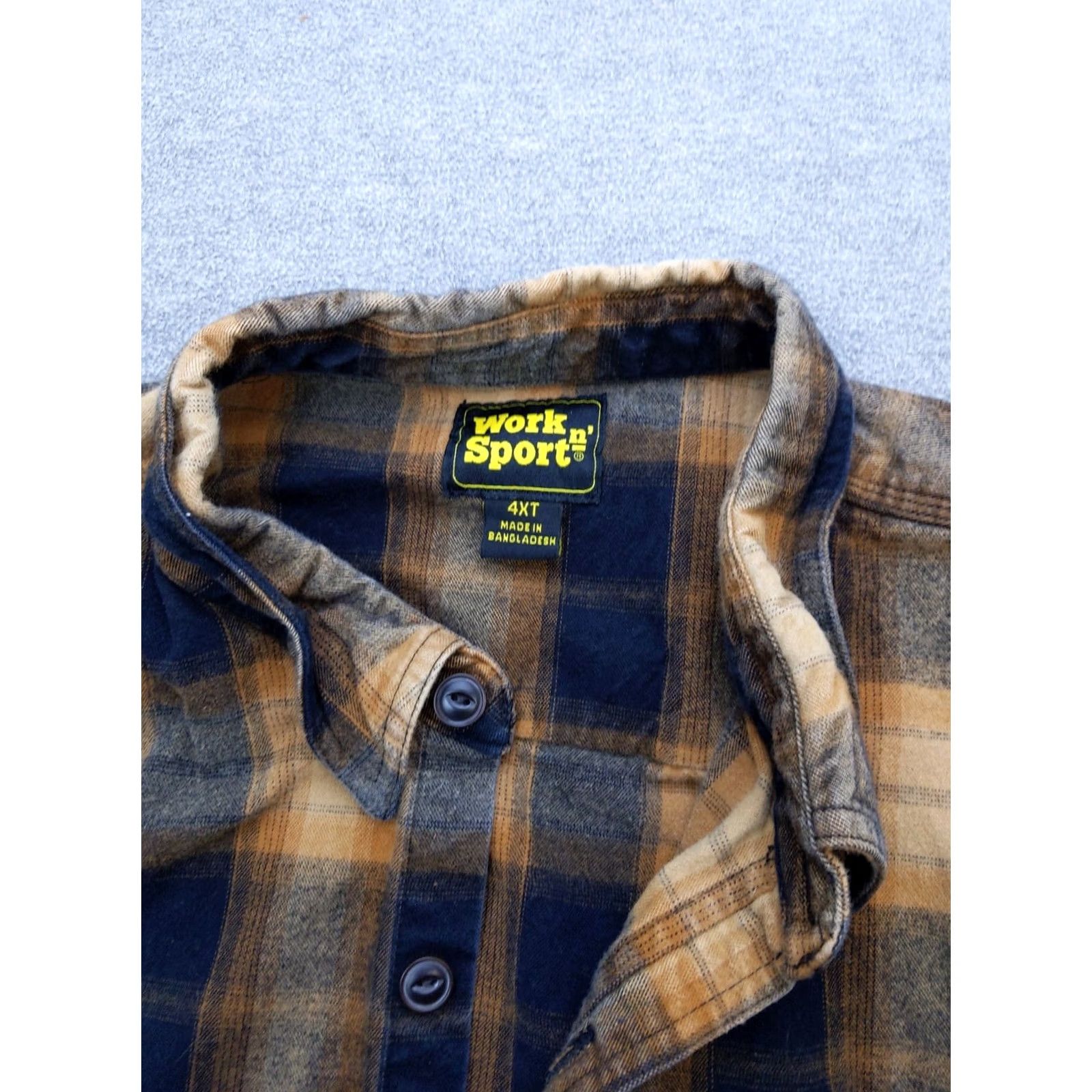 Vintage Work n' Sport Shirt Mens 4XLT Blue Brown Plaid Flannel Button Up Long Sleeve Size US XXL / EU 58 / 5 - 4 Thumbnail