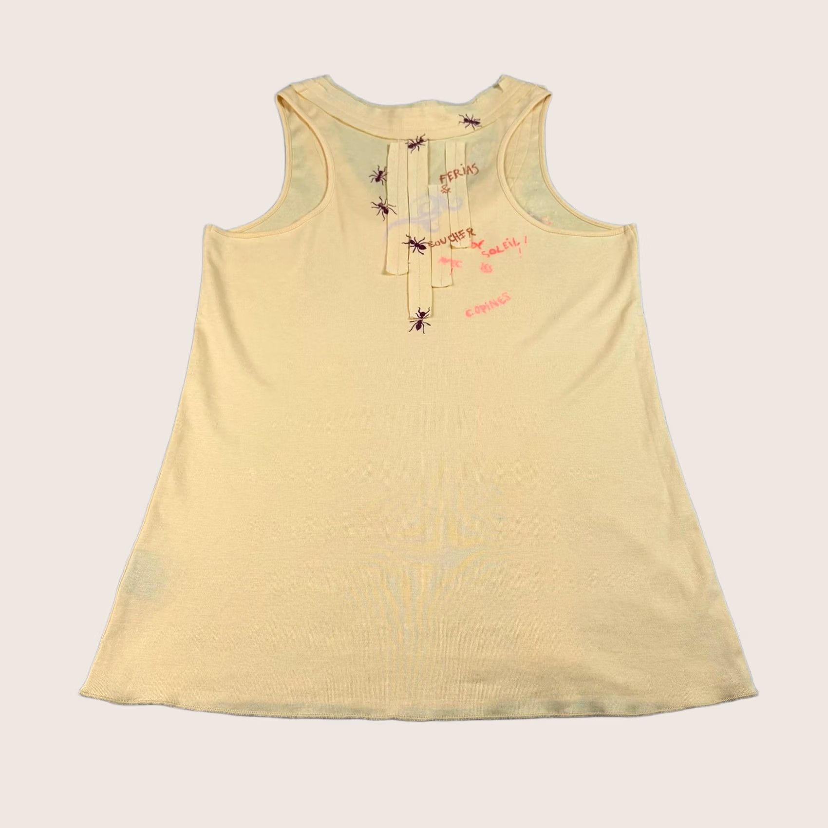 Cop Copine VINTAGE Cop Copine Tank Top Women 36 Small Yellow Floral Pleated Portugal Boho Ant Y2K Size S / US 4 / IT 40 - 1 Thumbnail