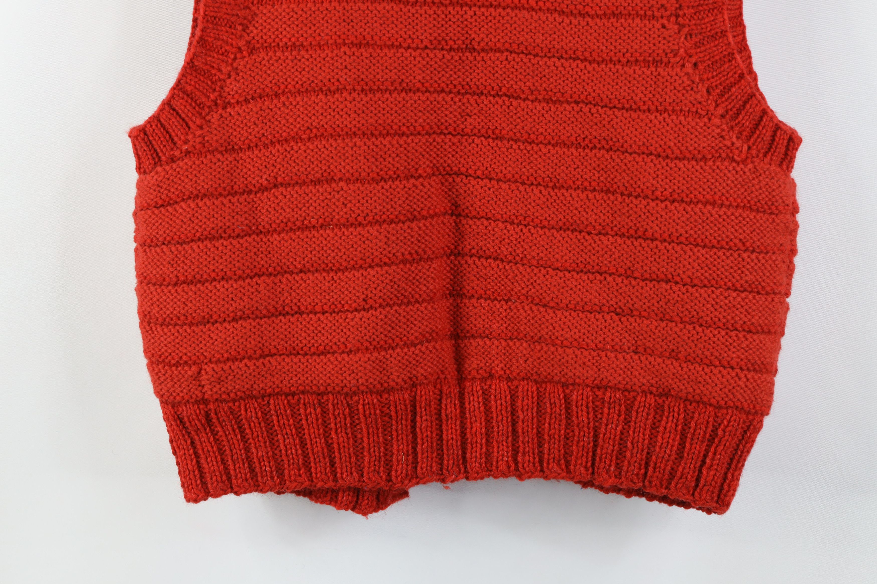 Vintage Vintage 60s Streetwear Crochet Open Front Sweater Vest Red Size S / US 4 / IT 40 - 10 Thumbnail