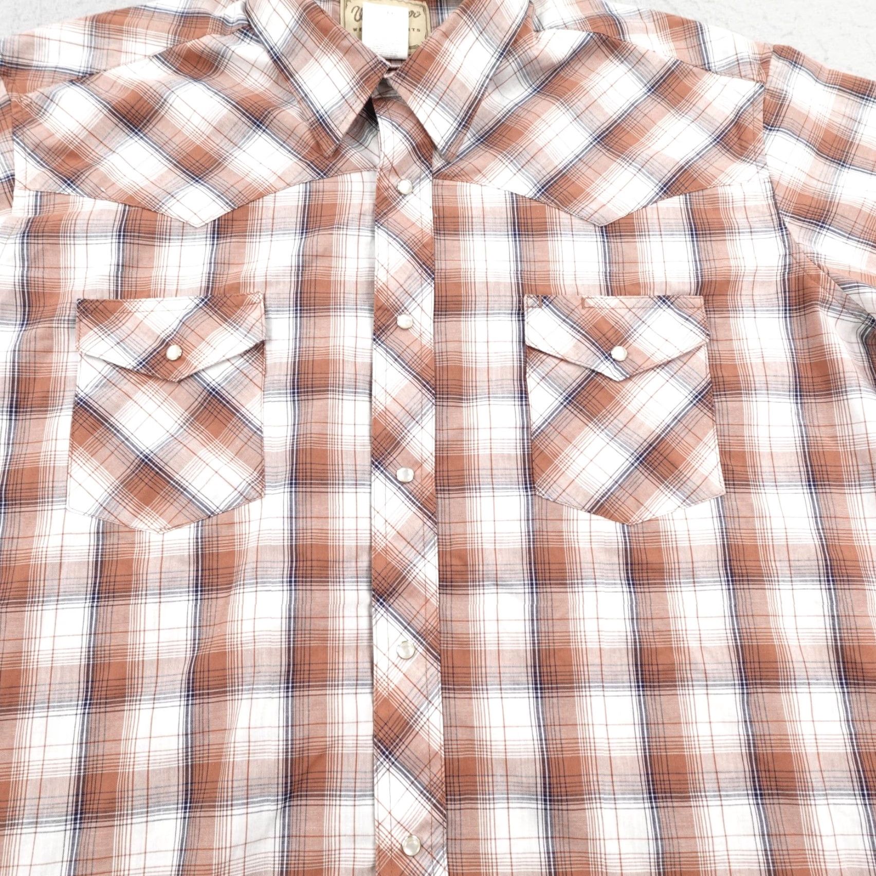Wrangler VINTAGE Wrangler Shirt Mens 2XL Brown Plaid Western Pearl Snap Short Sleeve Rodeo Ranch Size US XXL / EU 58 / 5 - 3 Thumbnail