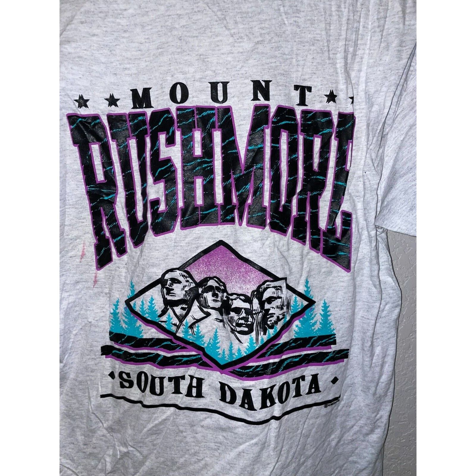 Signal Sport Vintage Mount Rushmore Shirt South Dakota Gray Purple Tee M Size US M / EU 48-50 / 2 - 12 Thumbnail