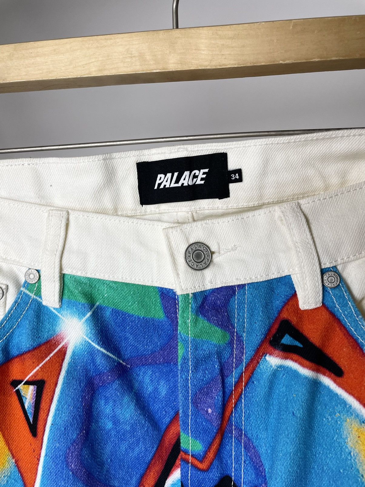Palace Palace x Zomby DJ Graphic Printed Jeans Supreme White Pants Size US 34 / EU 50 - 9 Thumbnail