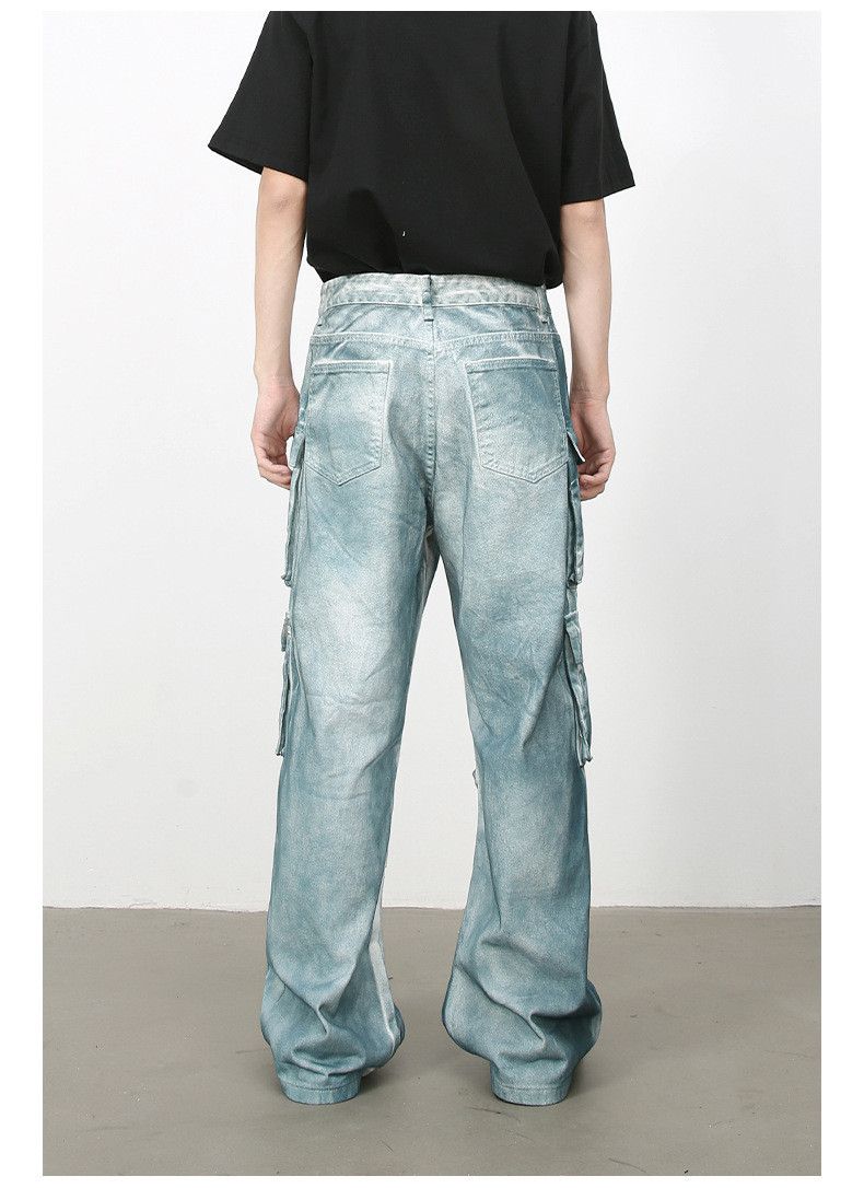 Japanese Brand × Jean High street multi-pocket ink tie-dye cargo jeans Size US 32 / EU 48 - 6 Thumbnail
