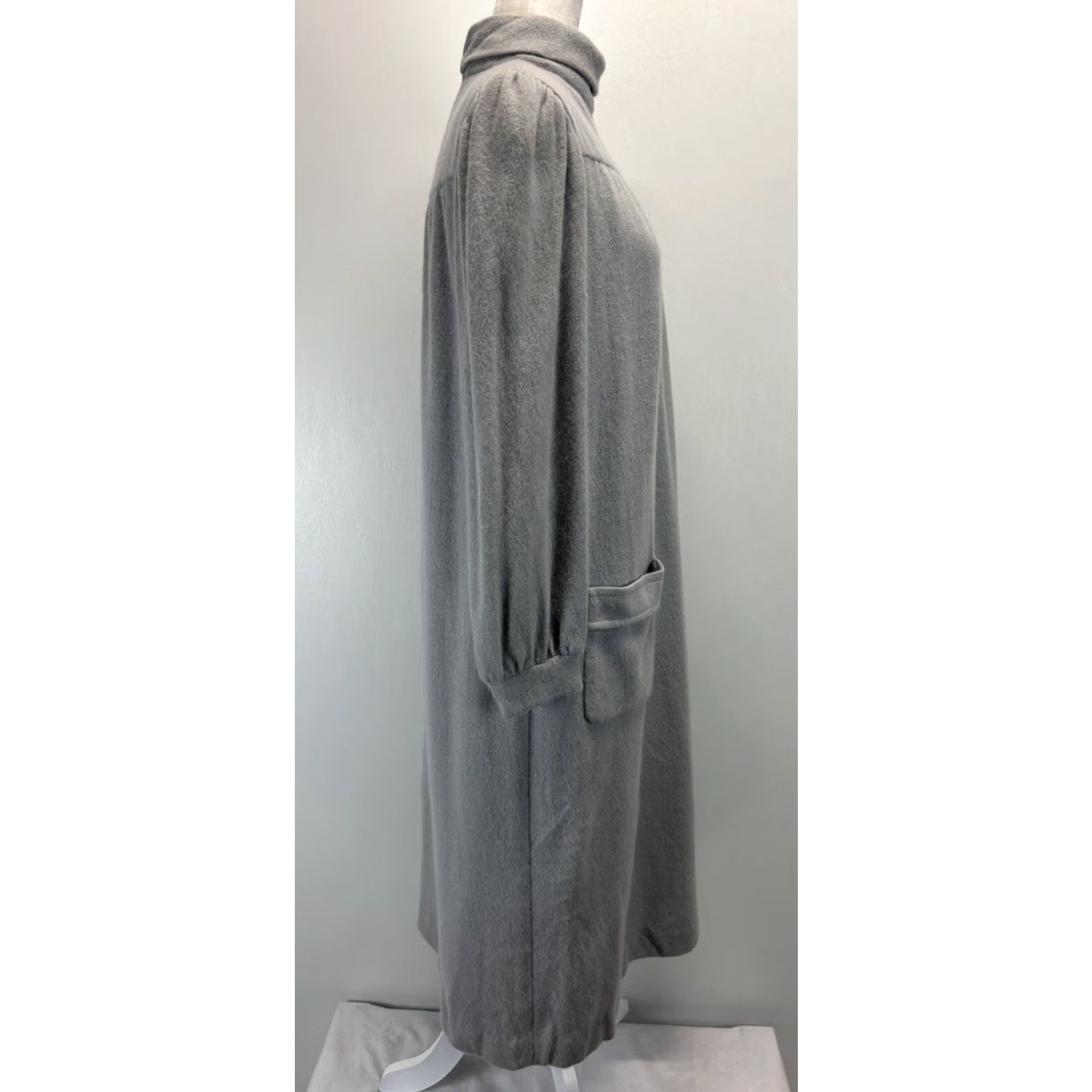 VINTAGE Emilio Pucci Knit Sweater Dress Large 46 US Angora Gray Mock Neck 1970s Mod GoGo Womens L Italy