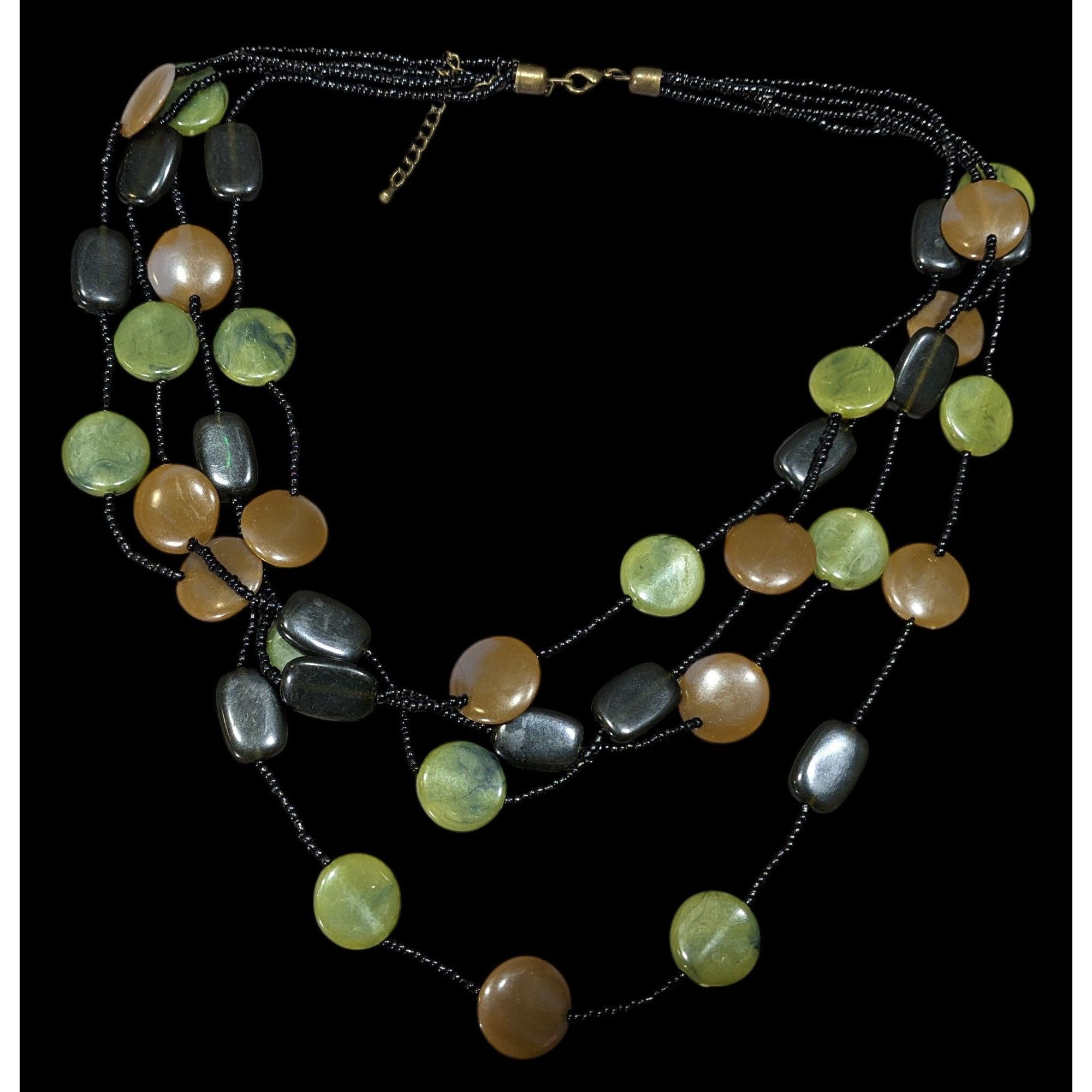Other Retro Brown And Green Disc Beaded Layered Necklace Size ONE SIZE - 1 Thumbnail