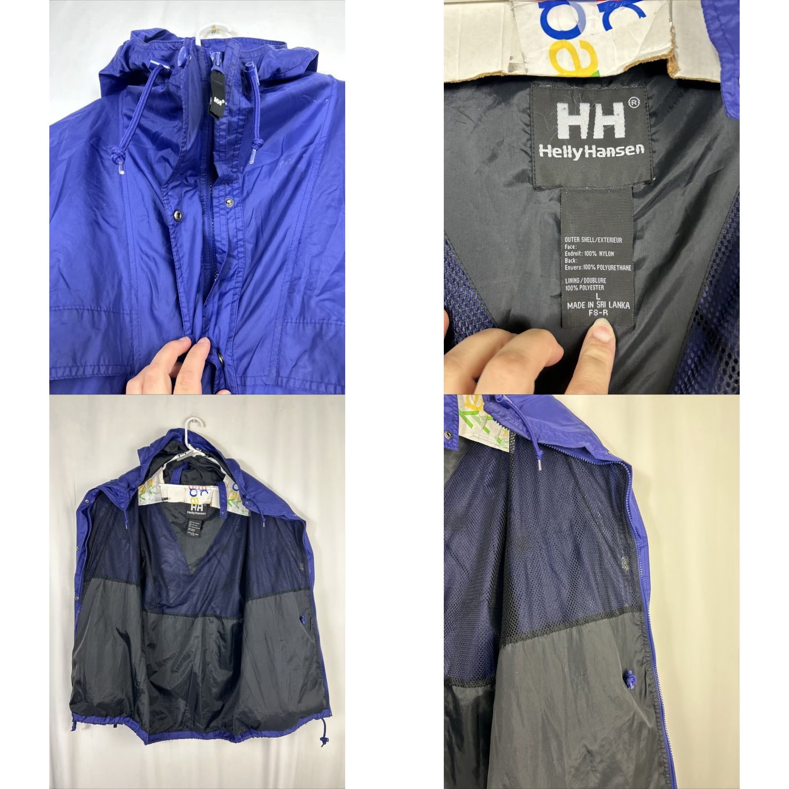 Helly Hansen VINTAGE Helly Hansen Mens Jacket Rain Coat Packable Blue L Size Small Holes Vented Size US L / EU 52-54 / 3 - 8 Thumbnail