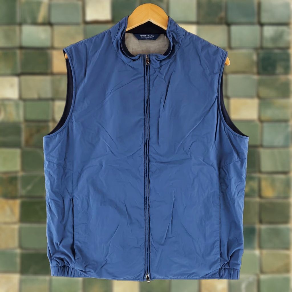 Peter Millar Peter Millar Crown Crafted Vest Full Zip Wool Collar Windbreaker Golf Performance Mens L Blue Size US L / EU 52-54 / 3 - 1 Thumbnail
