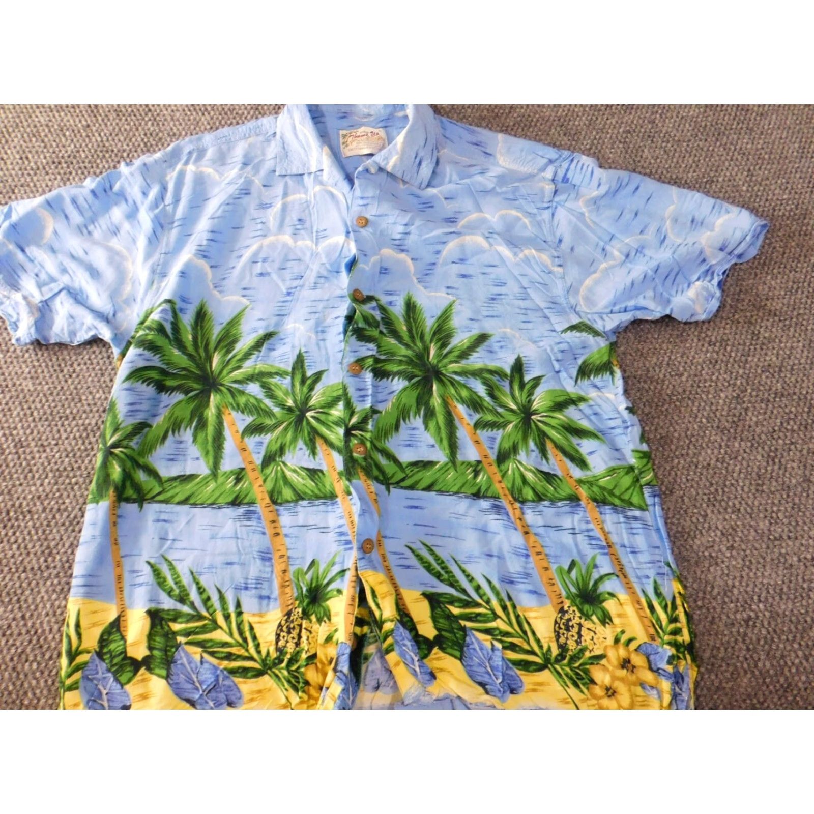 Vintage VINTAGE Thumbs Up Hawaiian Shirt Mens XL Blue Floral Button Up Size US XL / EU 56 / 4 - 3 Thumbnail