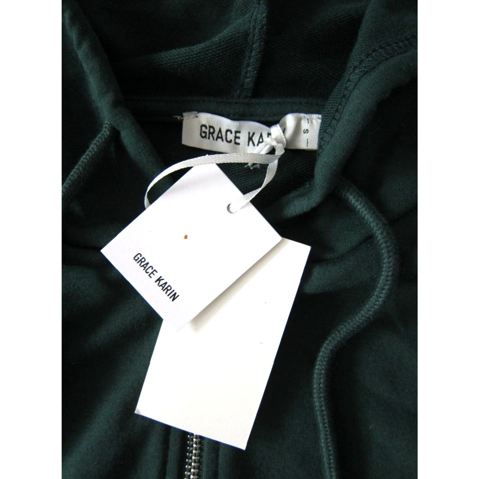 Vintage Grace Karin NWT Green Jersey Long Hooded Full Zipper Hoody Sweatshirt Small Women Hoodie Zip Size S / US 4 / IT 40 - 4 Thumbnail