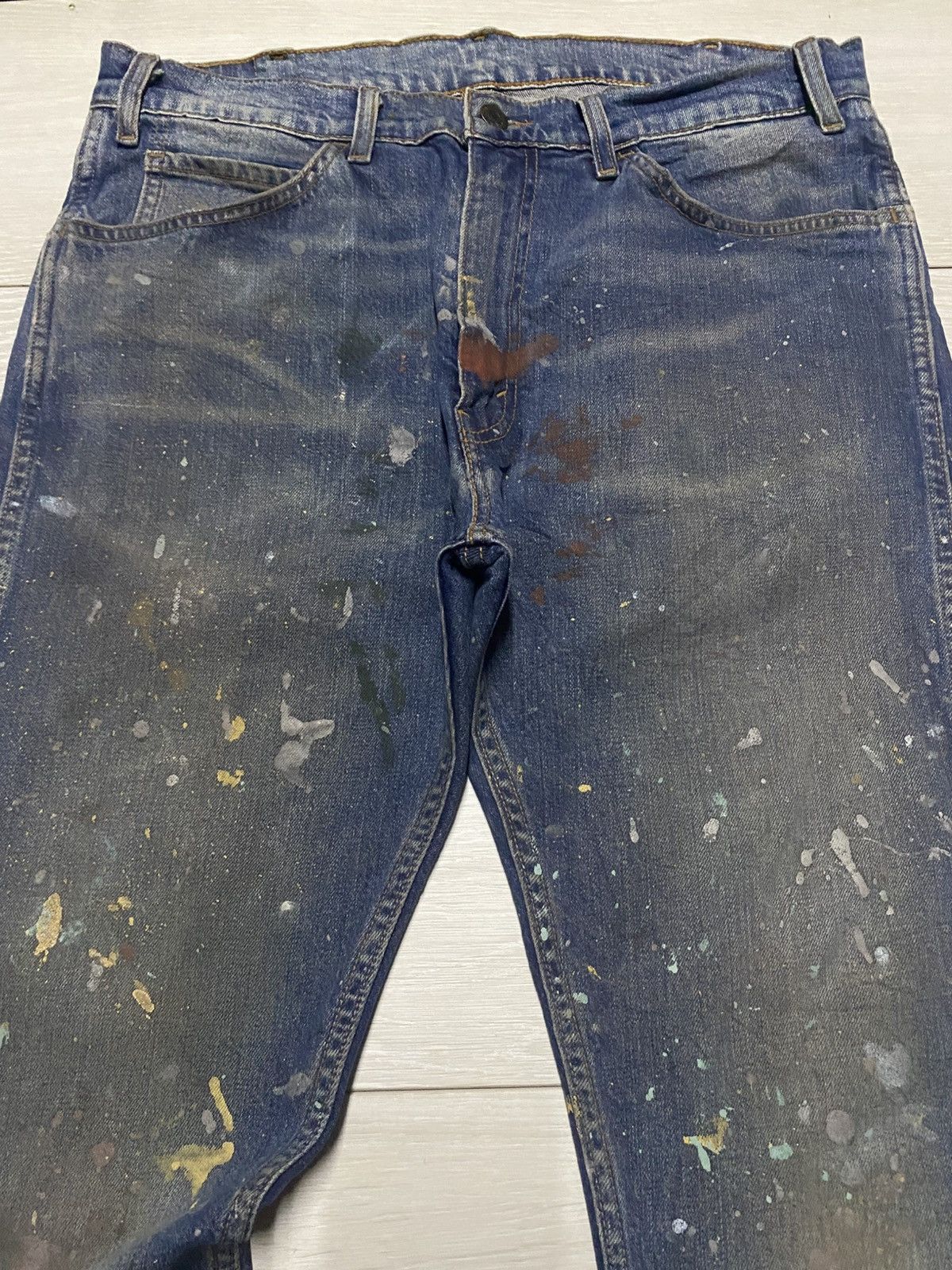 Levi's Vintage Levis 505 Y2K Paint Splatter Skinny Jeans Size US 33 - 3 Thumbnail