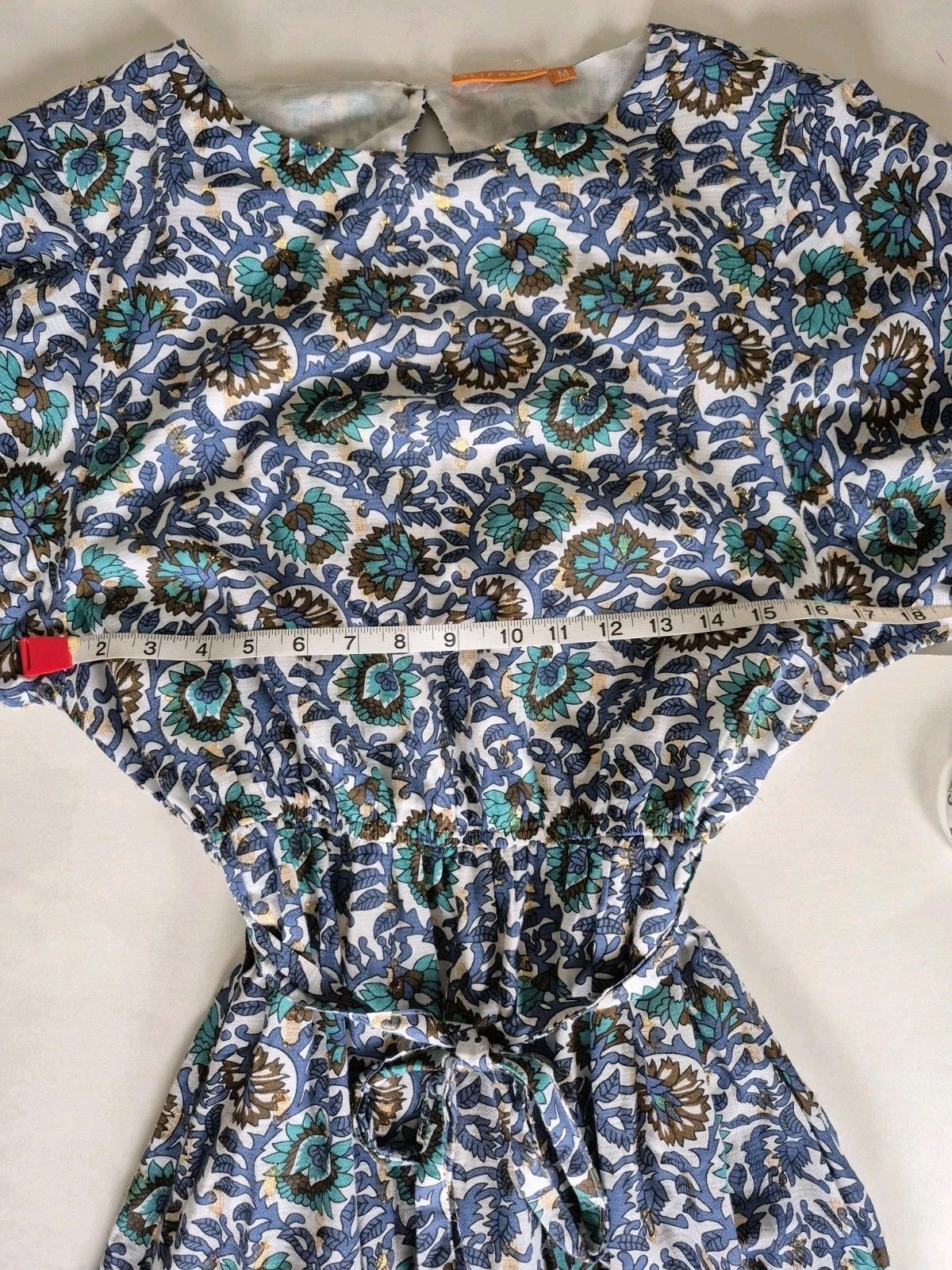 Oliphant Dress Napa Flirty Mini Blue Multi Print Long Balloon Sleeve Size M / US 6-8 / IT 42-44 - 11 Thumbnail