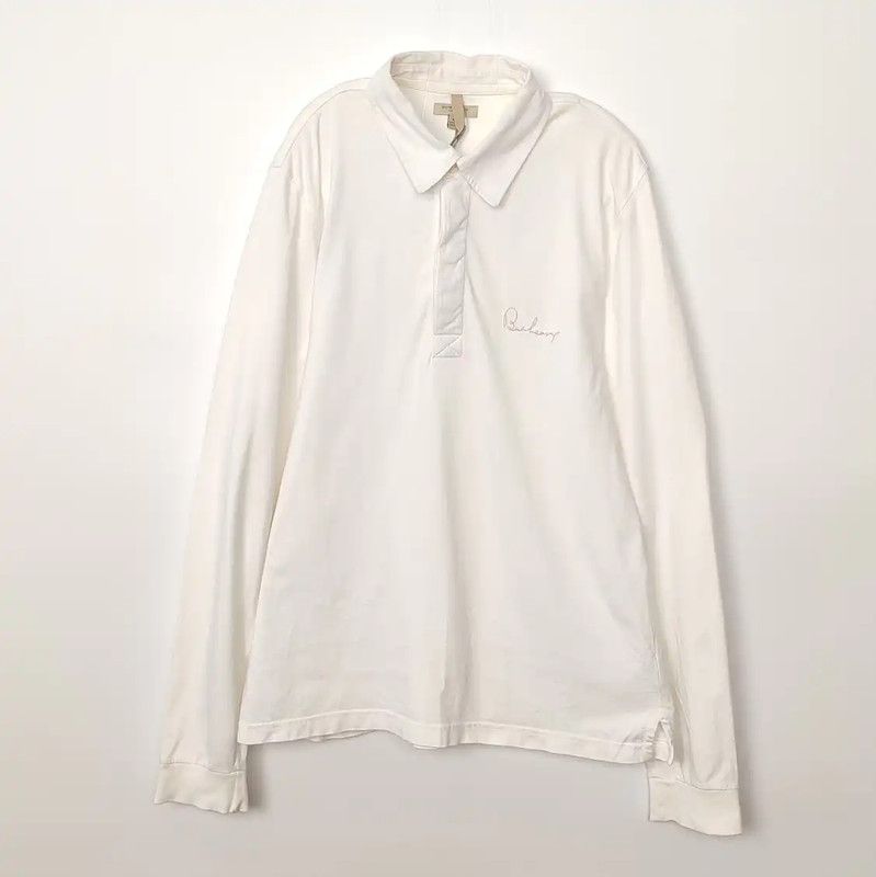Burberry Burberry White Cotton Long Sleeve Polo Shirt Size US M / EU 48-50 / 2 - 1 Thumbnail