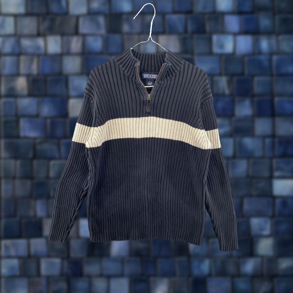 Lands' End Lands' End Women's Heavy Cotton Ribbed Knit 1/4 Zip Pullover Sweater Size Large Multicolor Knit 1/4 Zip Ladies Long Sleeve Cotton Shirt? Size L / US 10 / IT 46 - 1 Thumbnail
