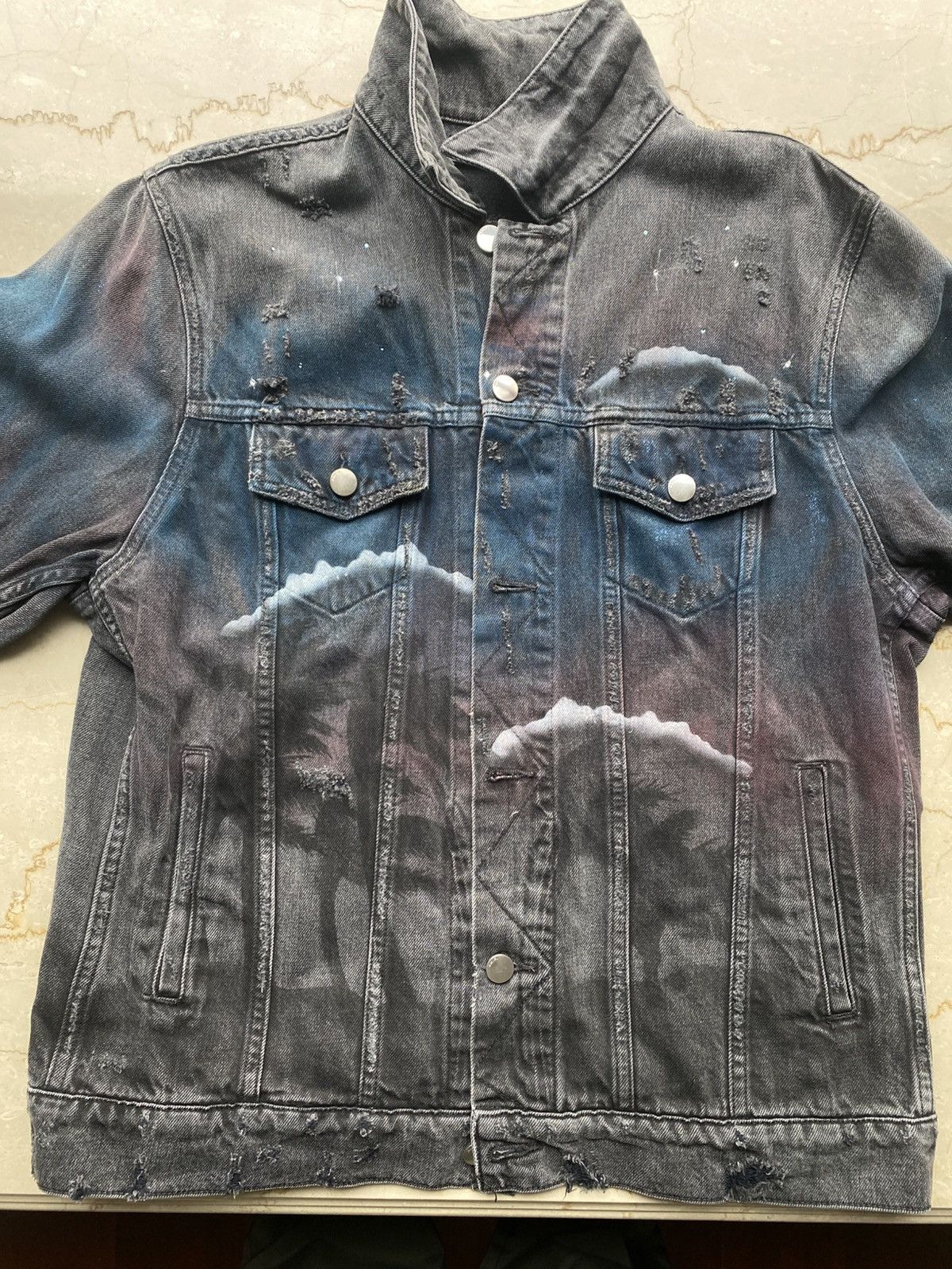 Amiri AMIRI 18AW Starry Night Moon Wolf Destroyed Denim Jacket Size US XL / EU 56 / 4 - 2 Thumbnail