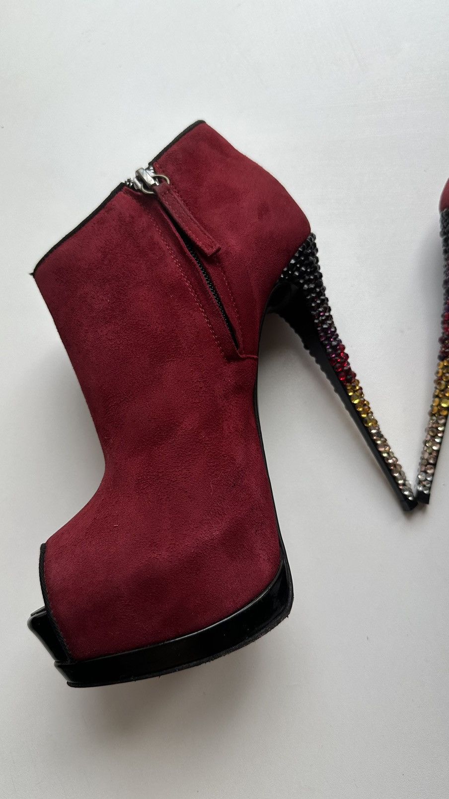 Giuseppe Zanotti Giuseppe Zanotti Red Suede High Heels Rhinestone Size 36.5 Size US 6.5 / IT 36.5 - 6 Thumbnail