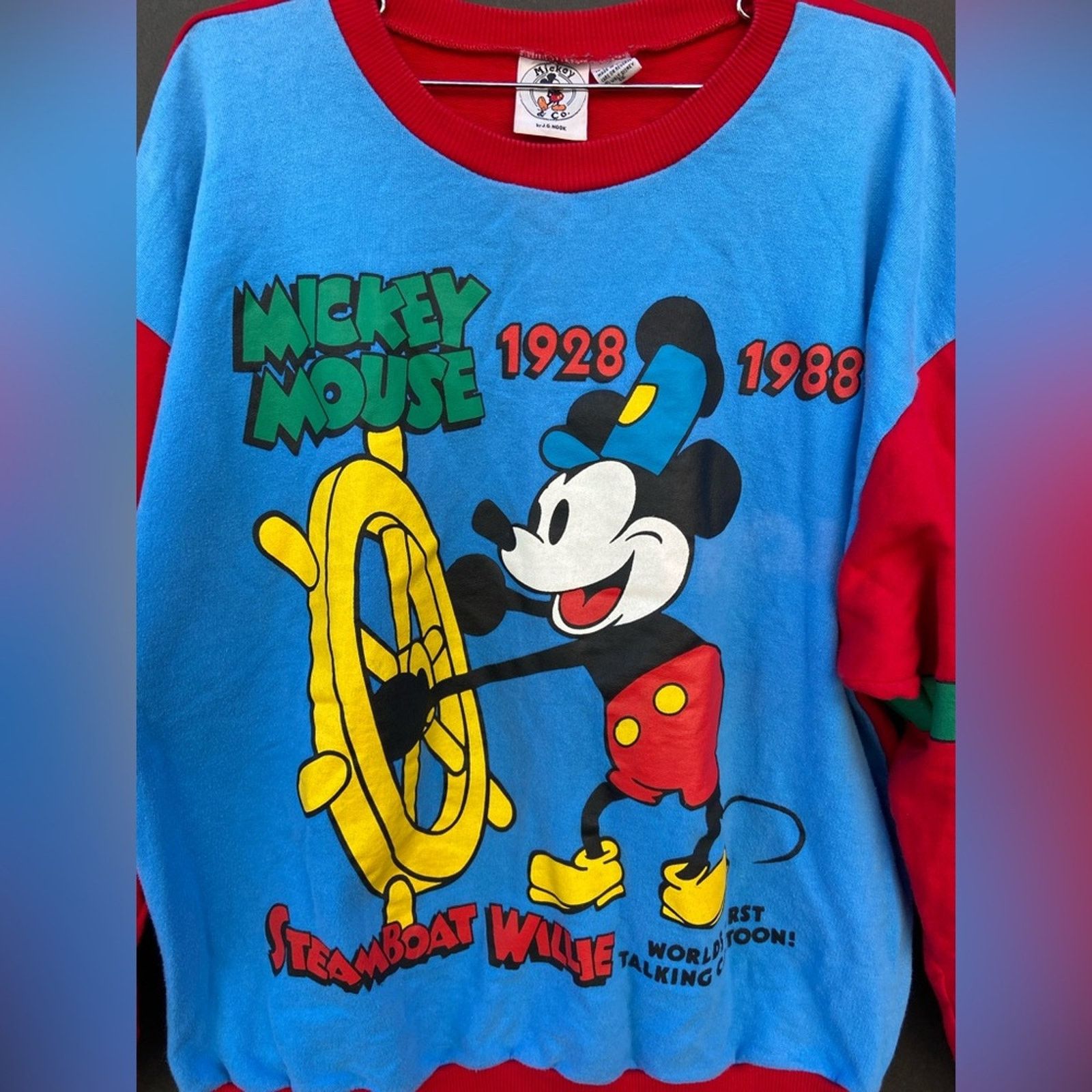 Mickey & Co. VTG Steamboat Willie Mickey Mouse sweatshirt Size L / US 10 / IT 46 - 2 Thumbnail