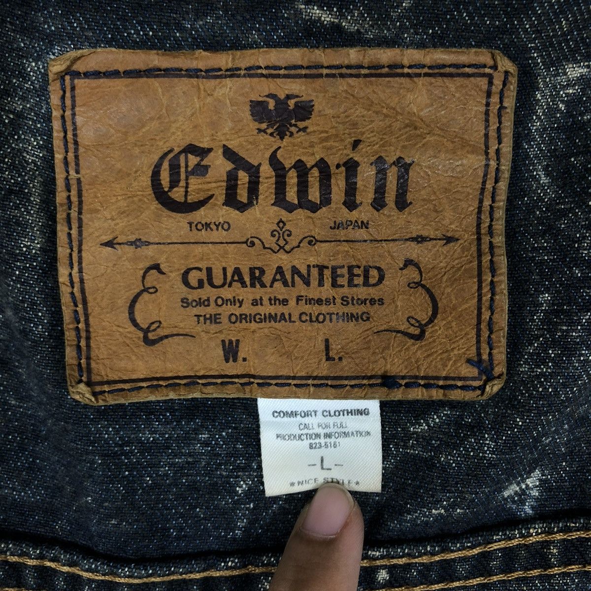Edwin 📌VINTAGE RUSTY BIKER DENIM JACKET TRUCKER EDWIN Size US L / EU 52-54 / 3 - 18 Thumbnail