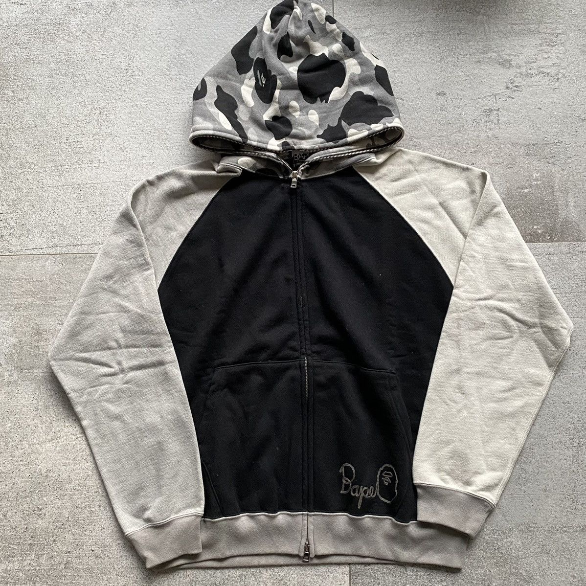 image of A Bathing Ape Bape Crazy Grey Color Camo Full Zip Up Hoodie, Men's (Size Small)