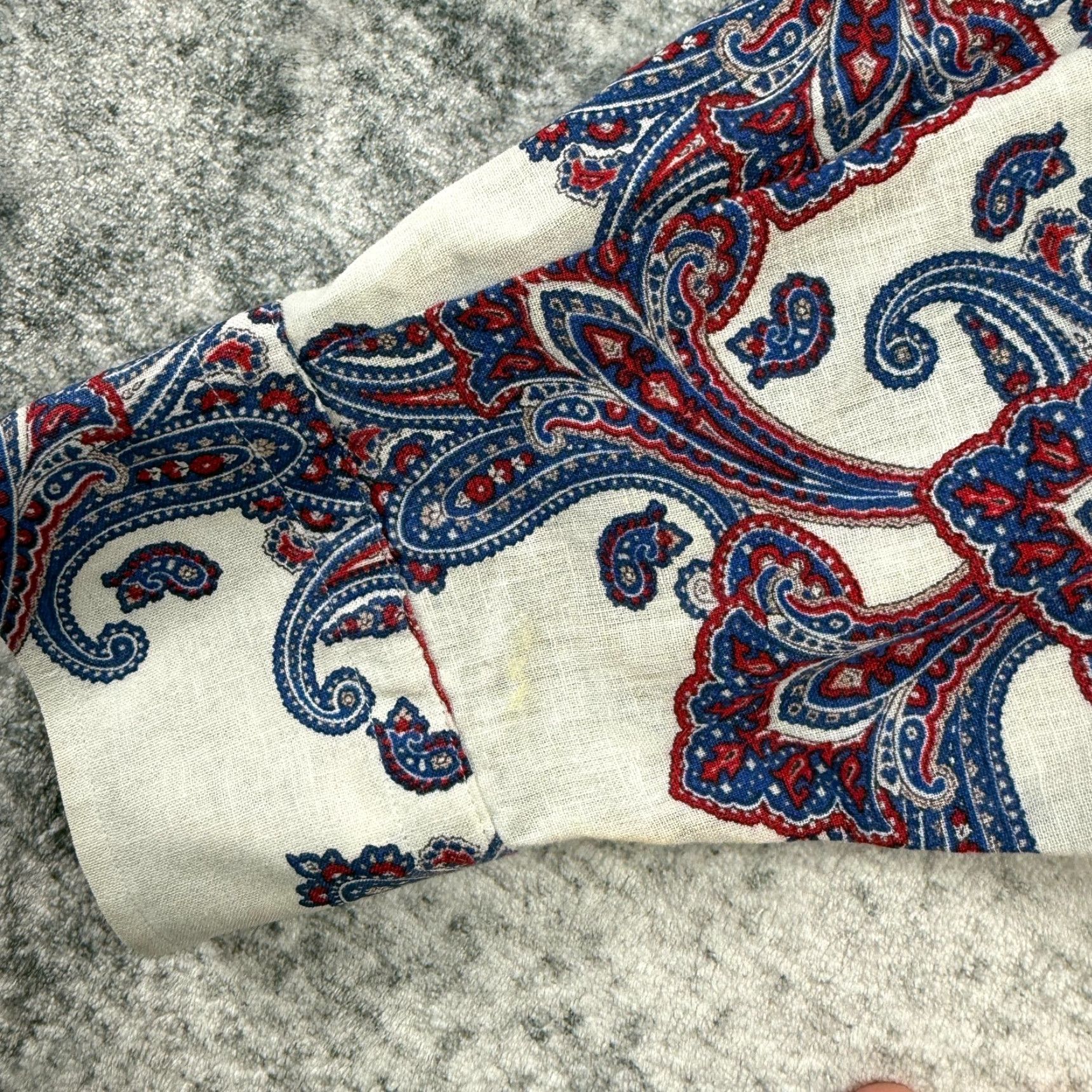 Cremieux Cremieux Shirt Mens Large White Paisley Linen Blend Button Down Party Retro READ Size US L / EU 52-54 / 3 - 4 Thumbnail