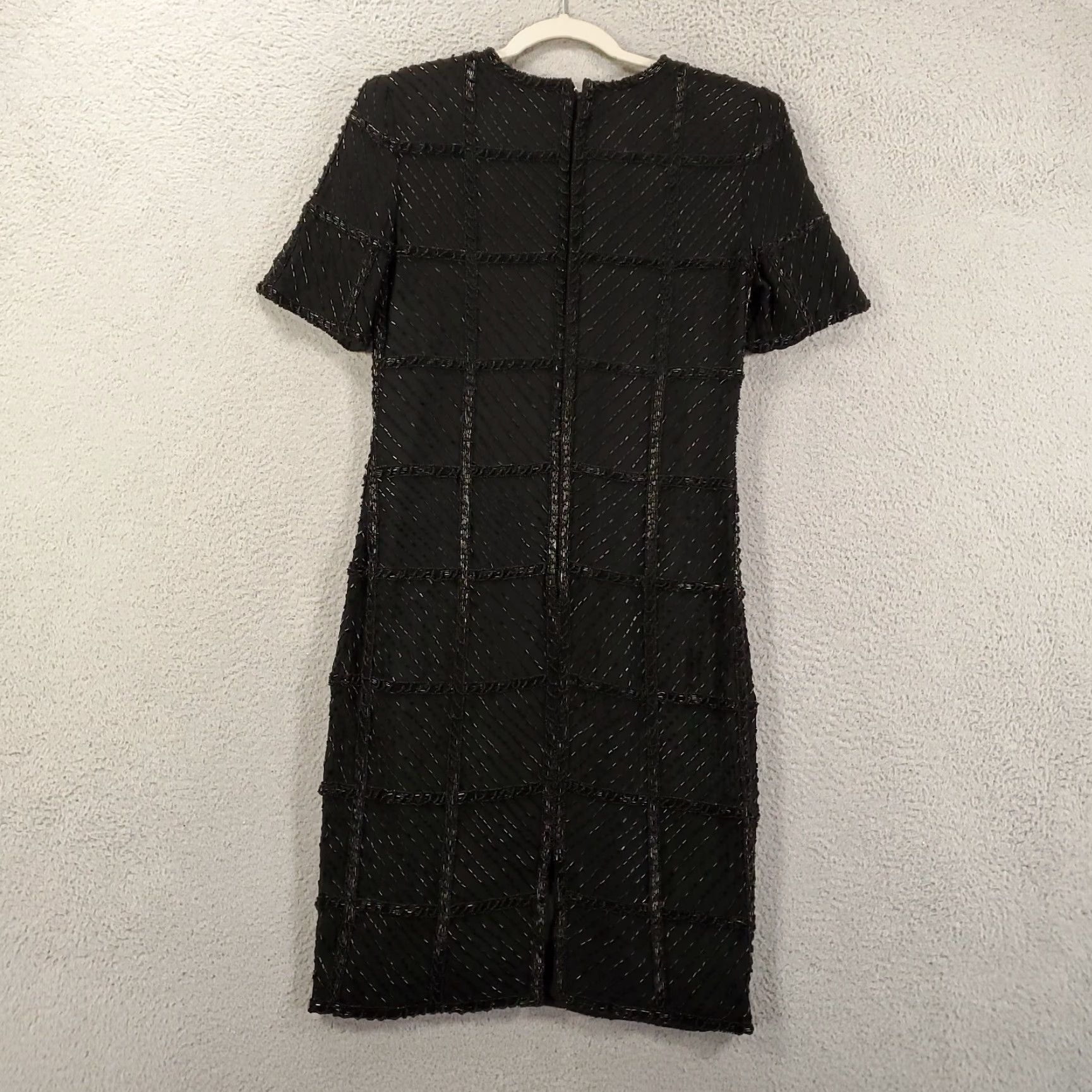 Vintage Royal Feelings Evening Wear Silk Dress Womens M Black Beaded Knee Length Lined Formal Party Cocktail Gown 90s? Size M / US 6-8 / IT 42-44 - 6 Thumbnail