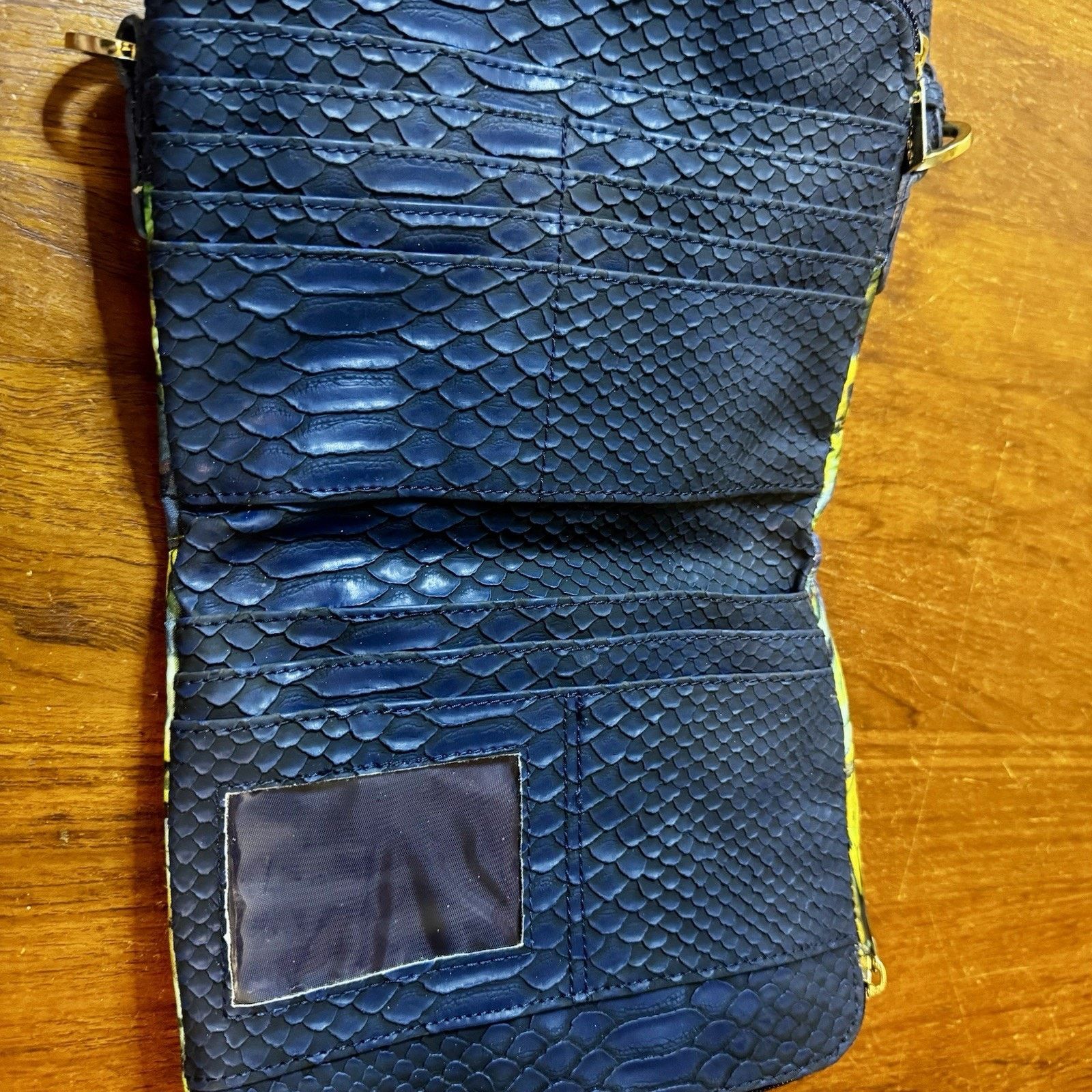 & Other Stories Pouchee Crossbody Bag Blue Faux Snakeskin Floral Purse Size ONE SIZE - 6 Thumbnail