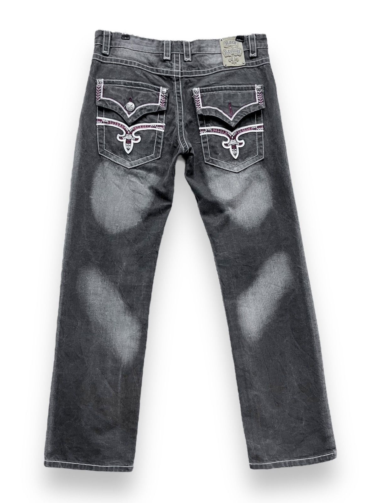 Rock Revival ROCK REVIVAL BLEACH WASH FLEUR-DE-LIS JEANS C.HEARTS STYLE Size US 33 - 3 Thumbnail