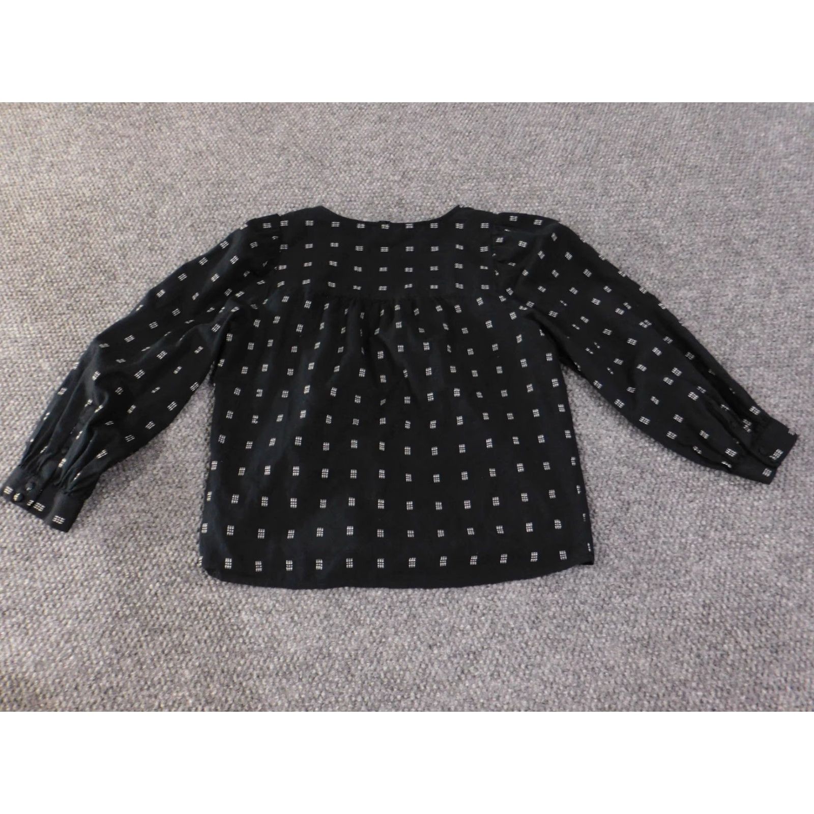 Madewell Madewell Blouse Womens XS Black White Long Sleeve Wrap Top Button Shirts Button Casual Knit Cotton Solid Regular Lightweight Stretch Vintage No Size XS / US 0-2 / IT 36-38 - 7 Thumbnail